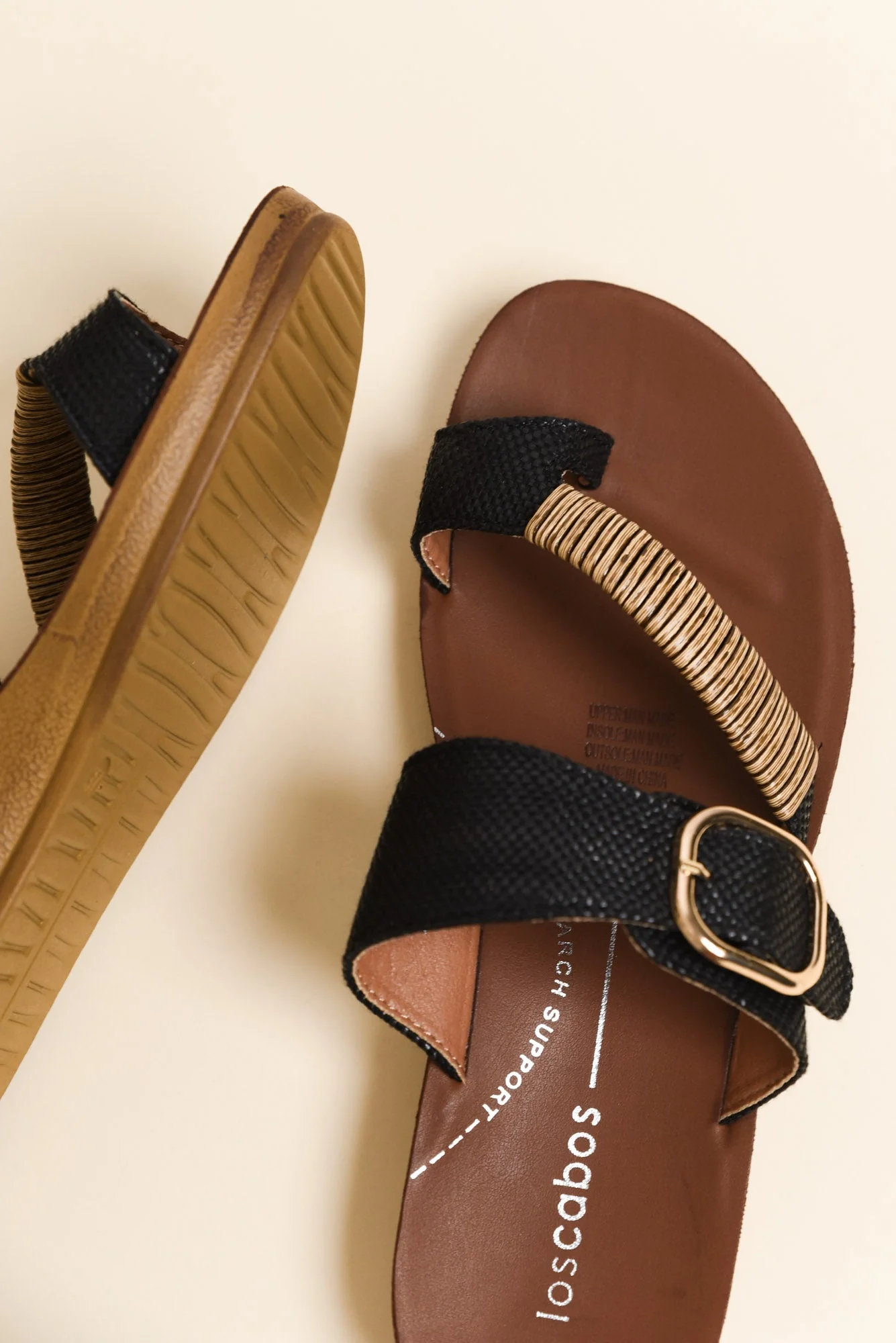Bria Black Raffia Slide - Image 3