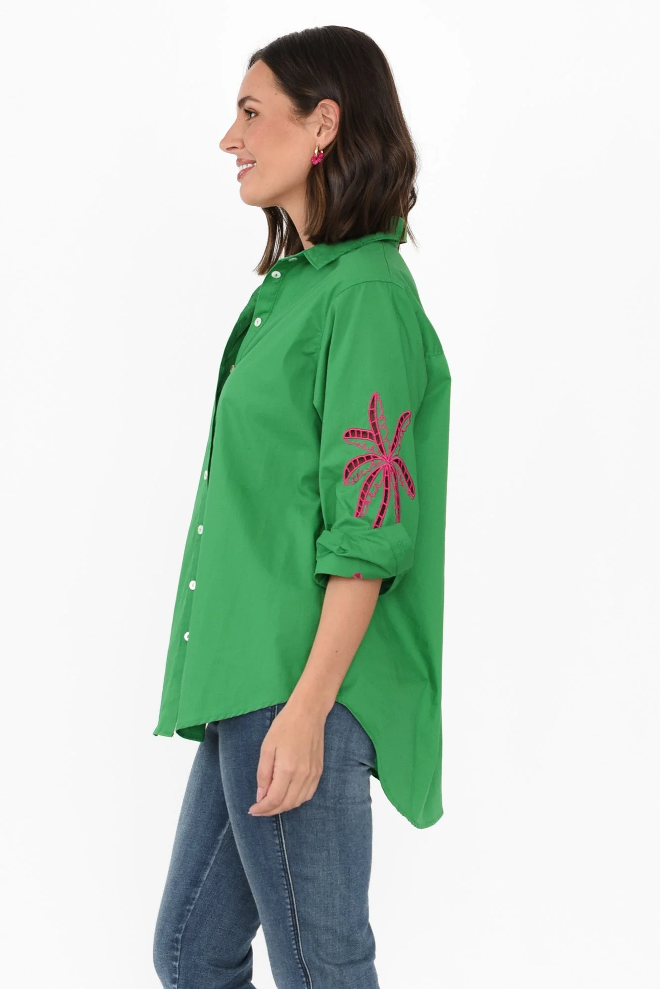Briella Green Palm Cotton Shirt - Image 4