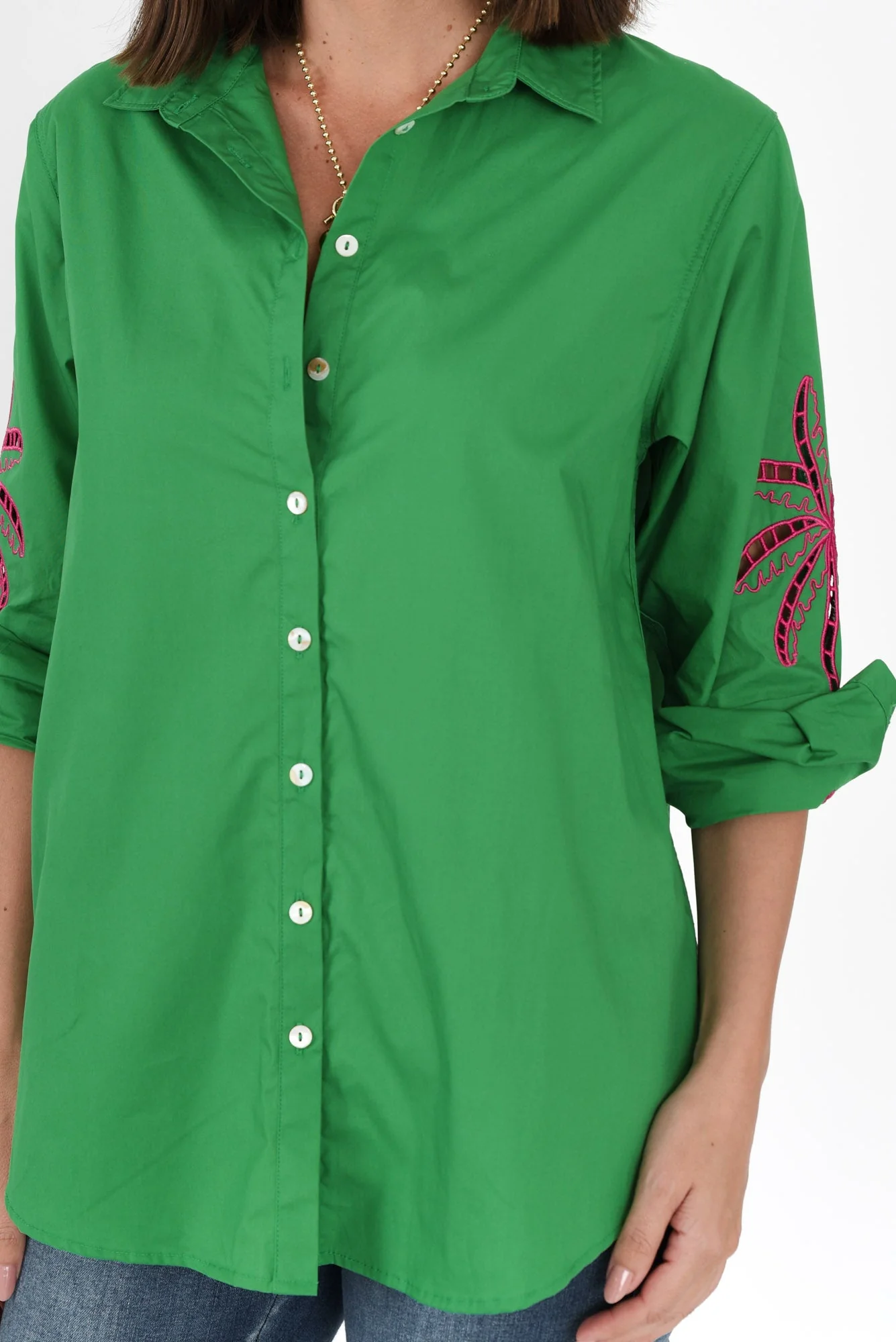 Briella Green Palm Cotton Shirt - Image 6