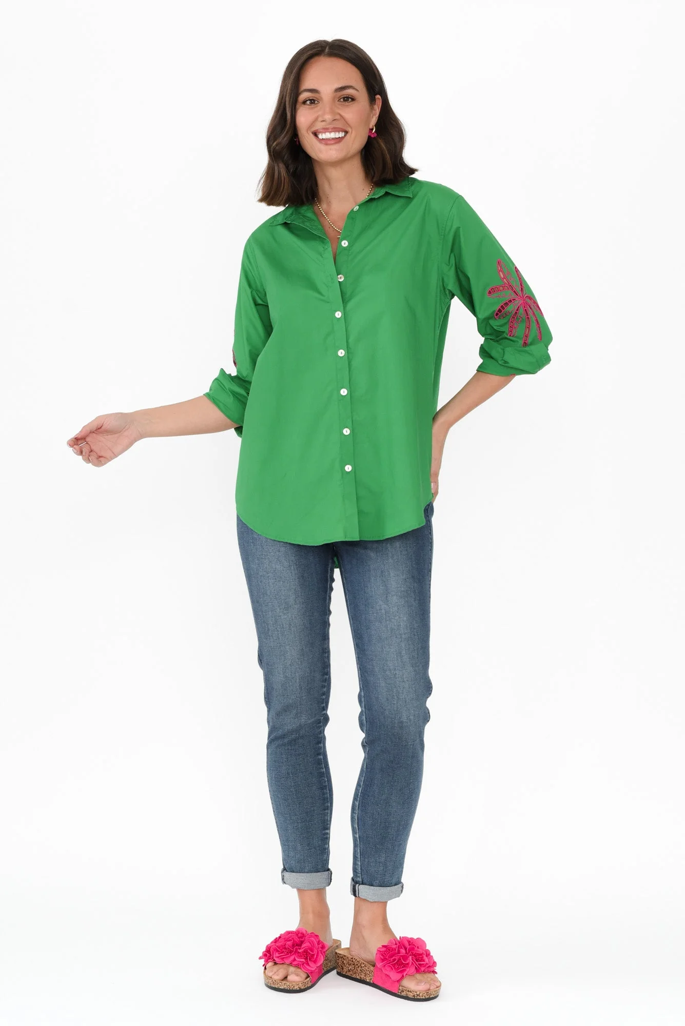 Briella Green Palm Cotton Shirt - Image 7
