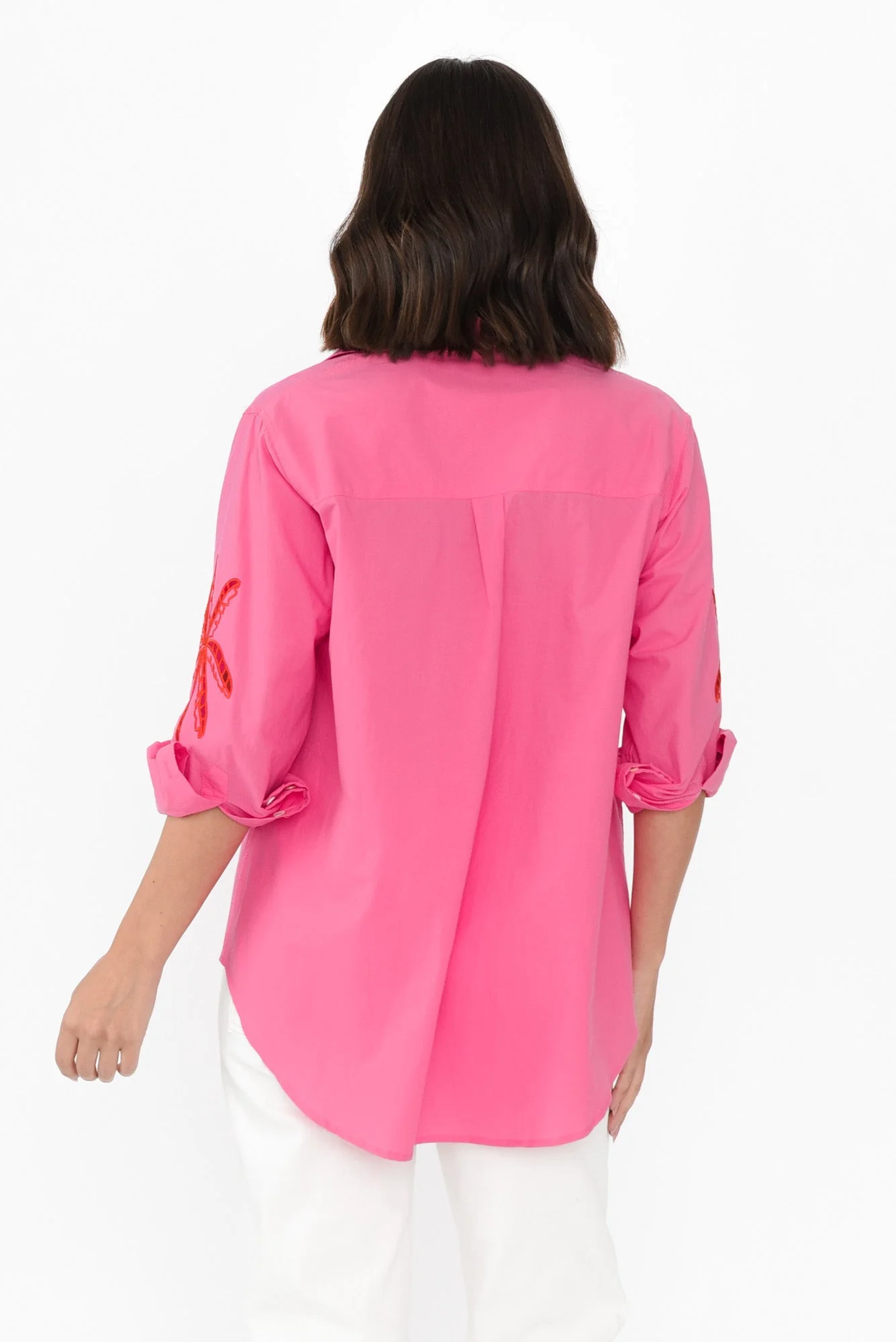 Briella Pink Palm Cotton Shirt - Image 4