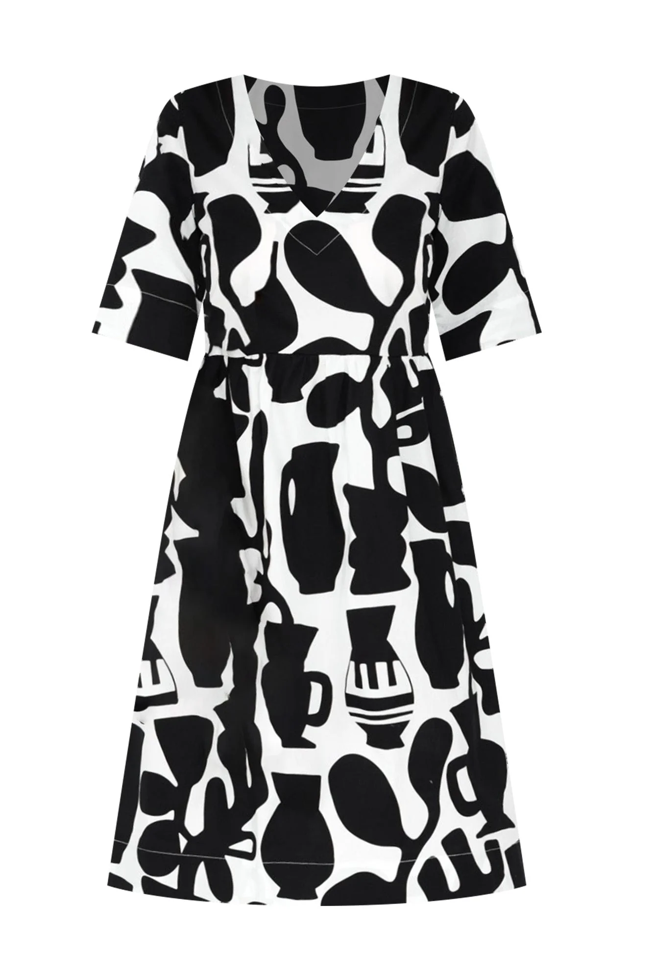 Brightside Black Abstract Cotton Dress - Image 2