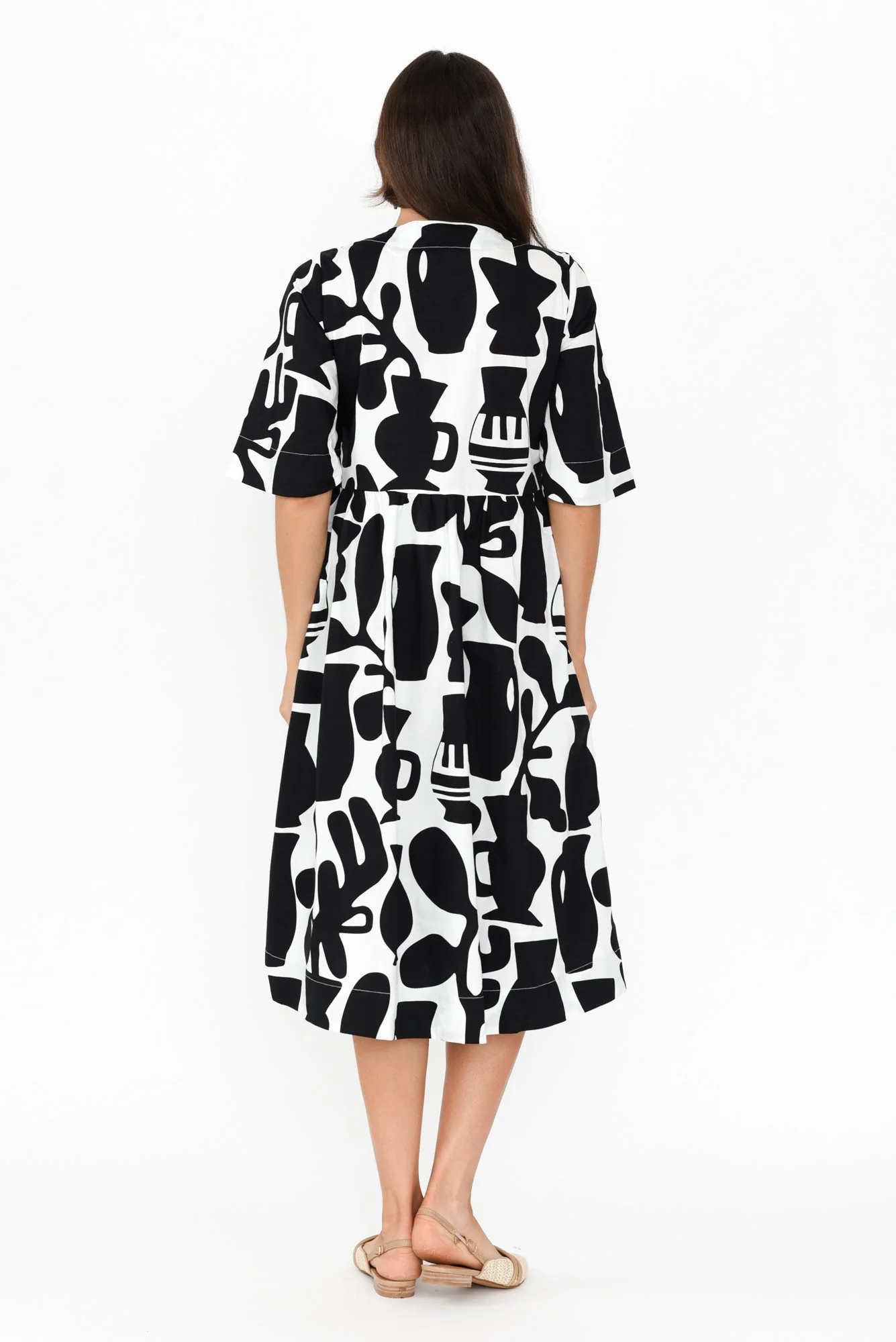 Brightside Black Abstract Cotton Dress - Image 5