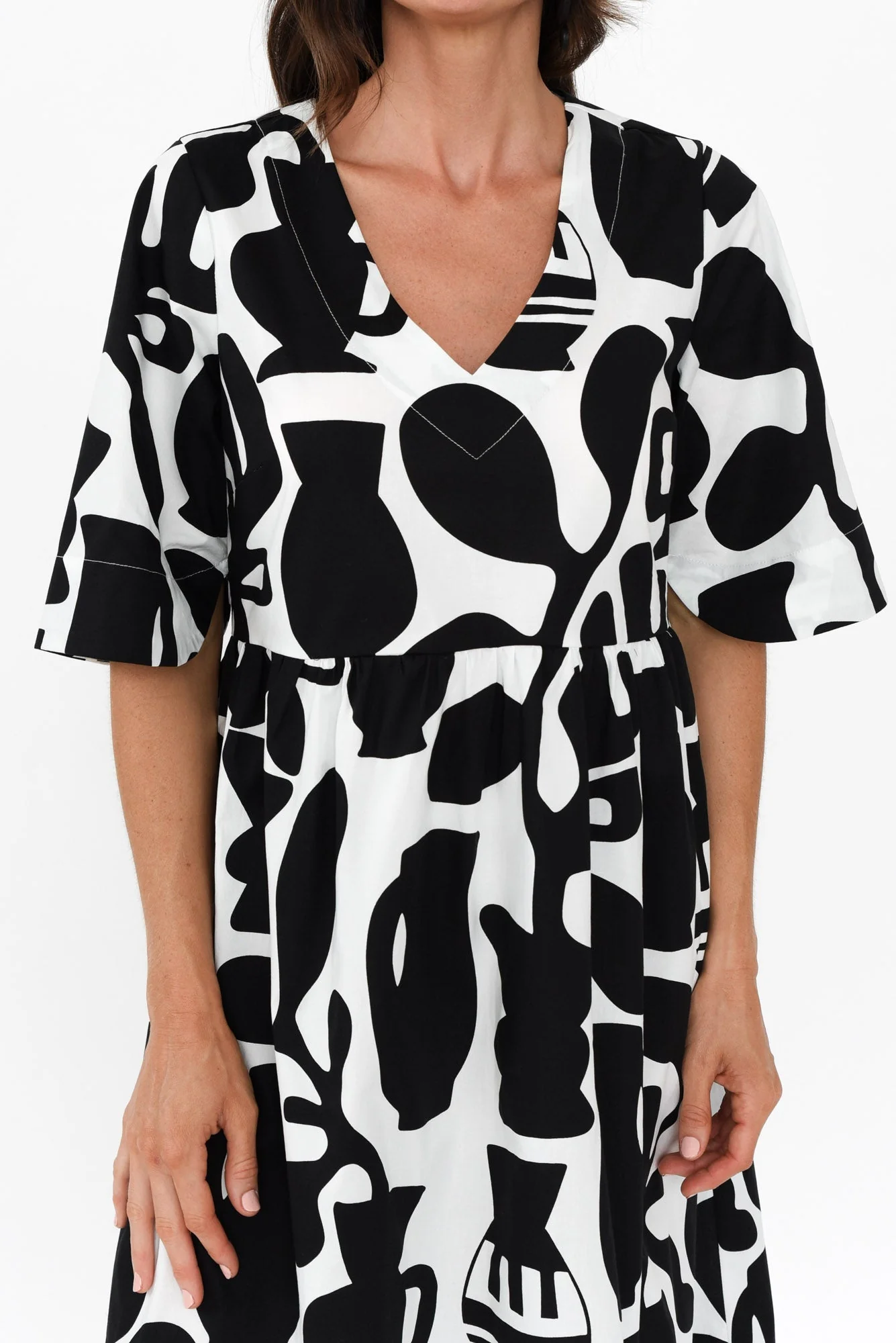 Brightside Black Abstract Cotton Dress - Image 6