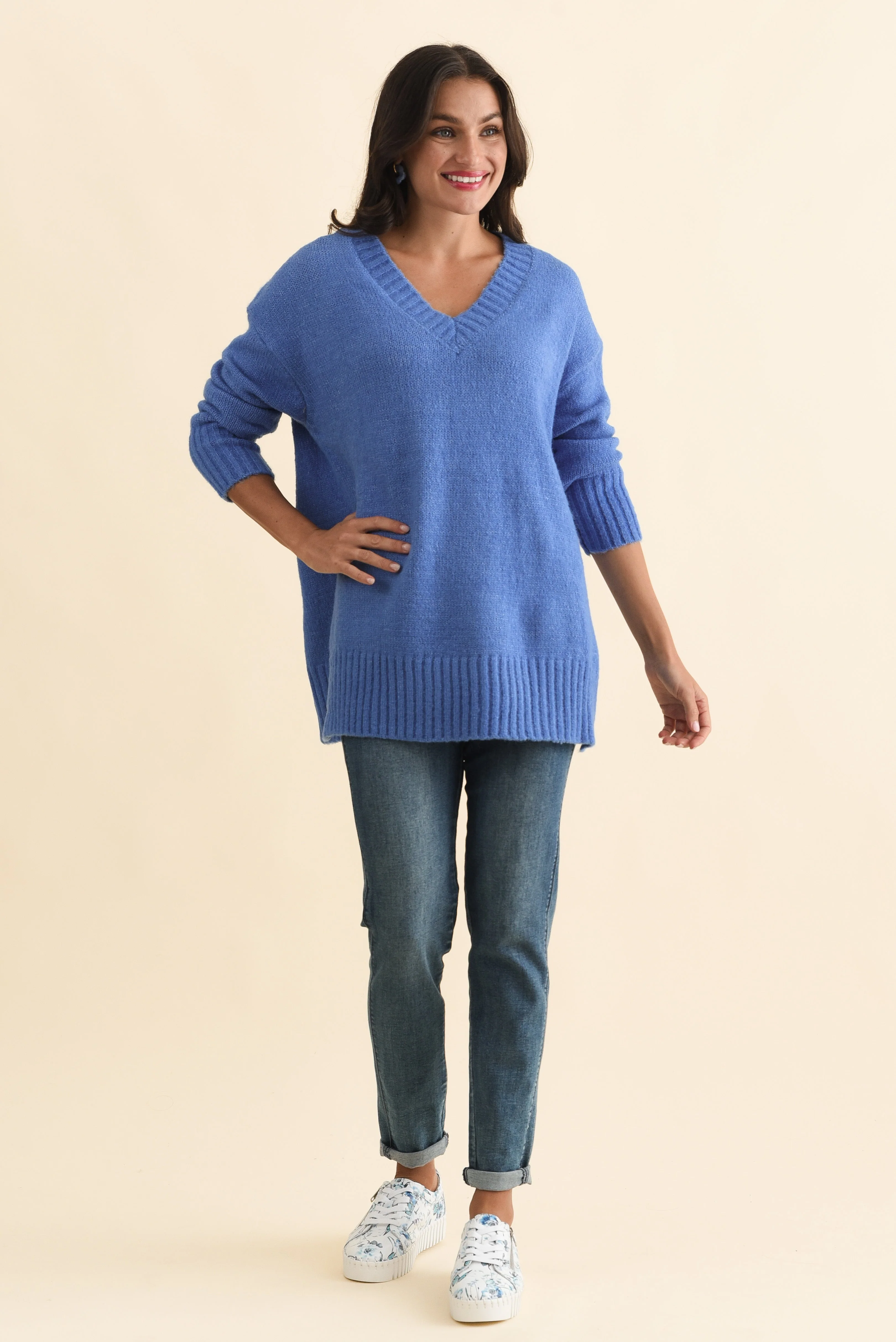 Brilla Blue V Neck Sweater - Image 2