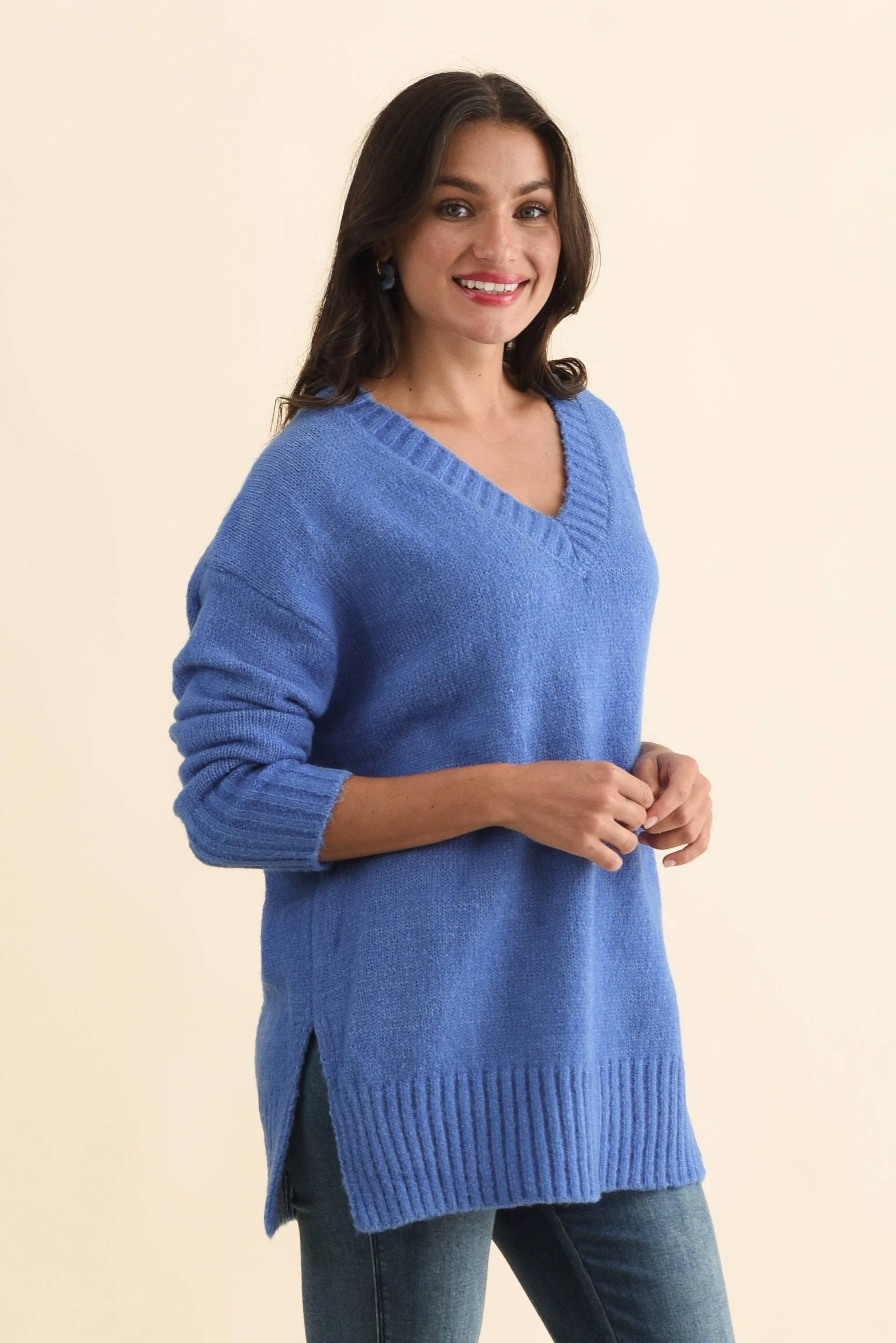 Brilla Blue V Neck Sweater - Image 3