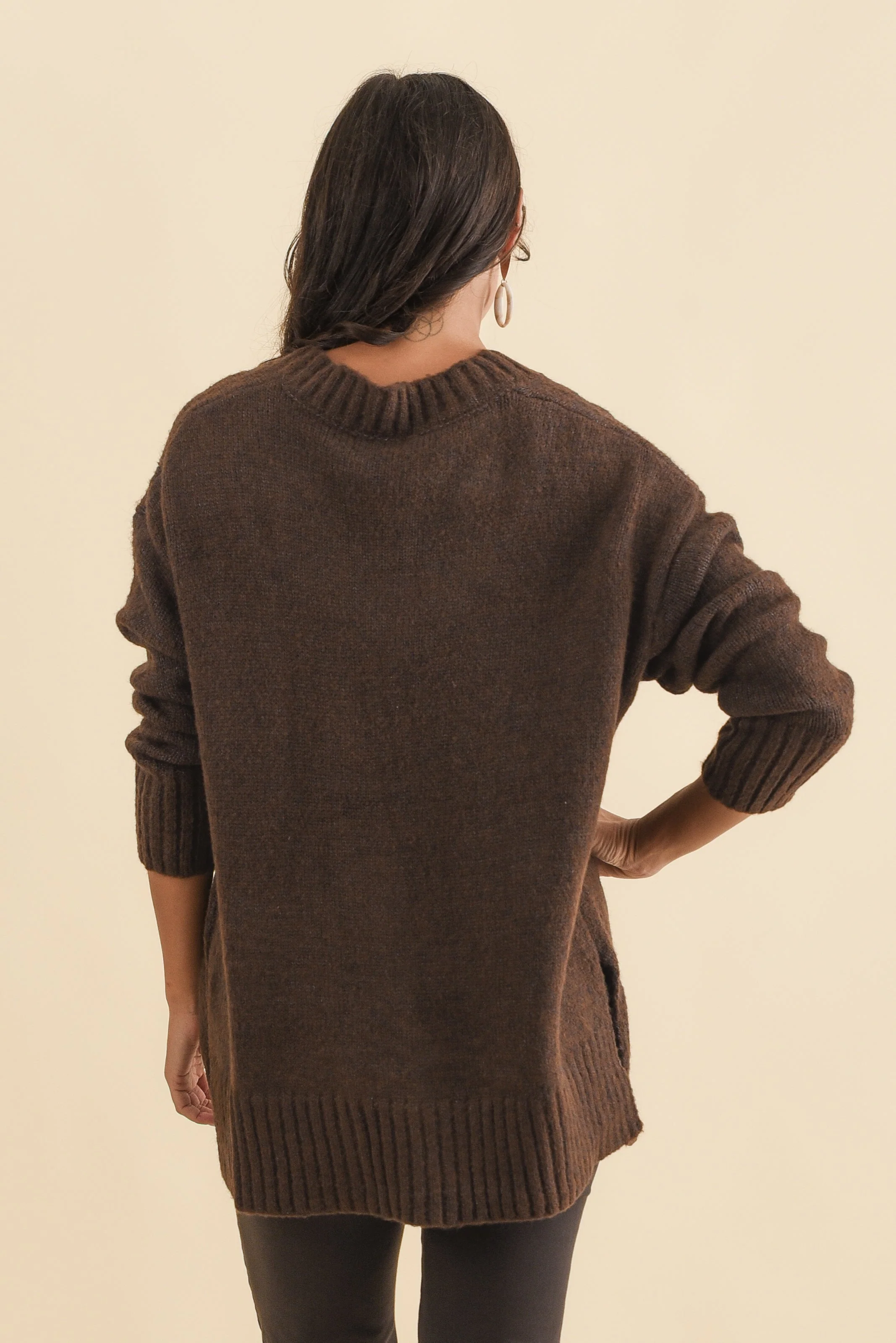 Brilla Chocolate V Neck Sweater - Image 4
