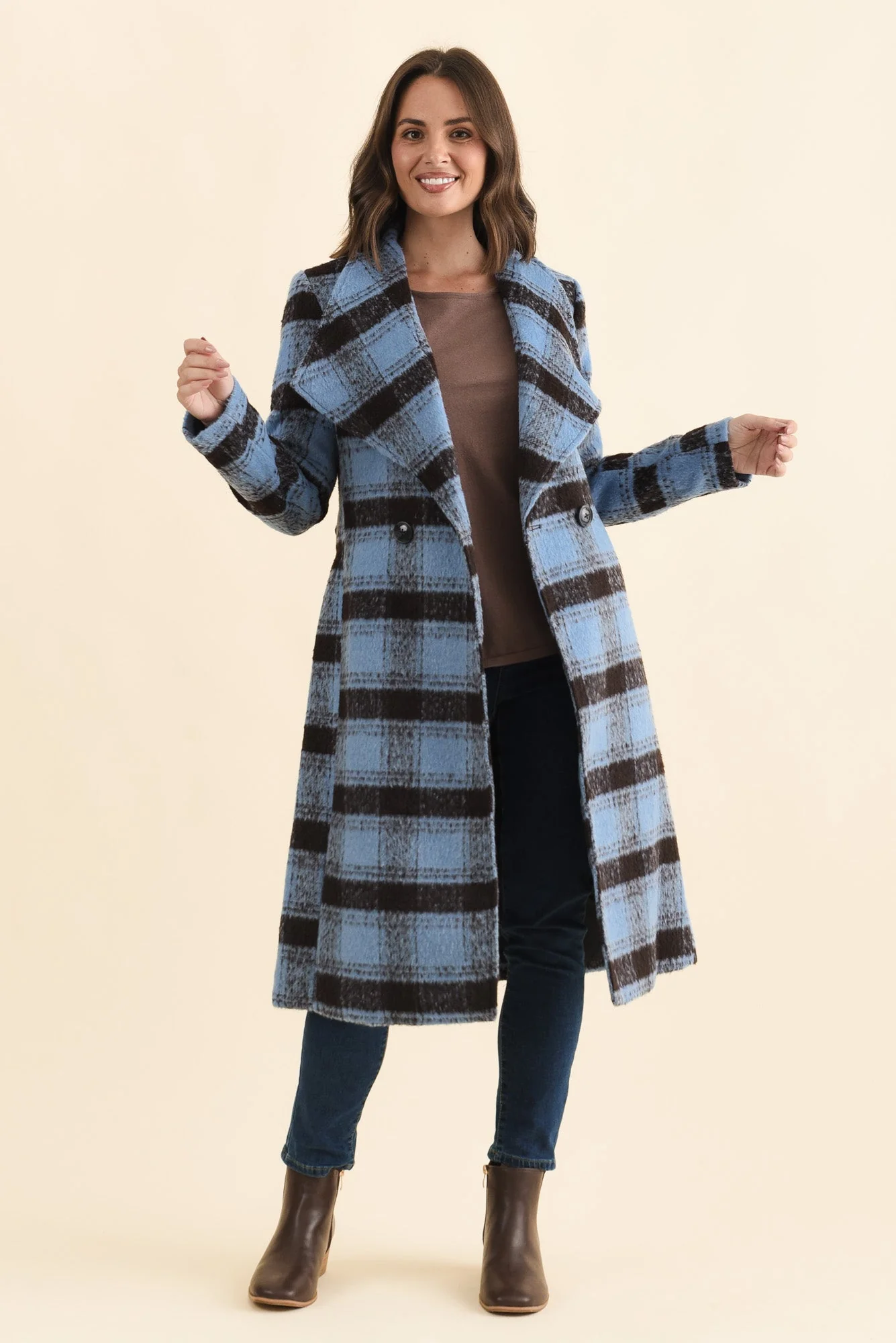 Britney Blue Check Collared Coat - Image 6