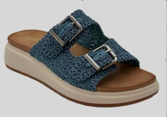Brizzie Blue Buckle Platform Slide - Image 5