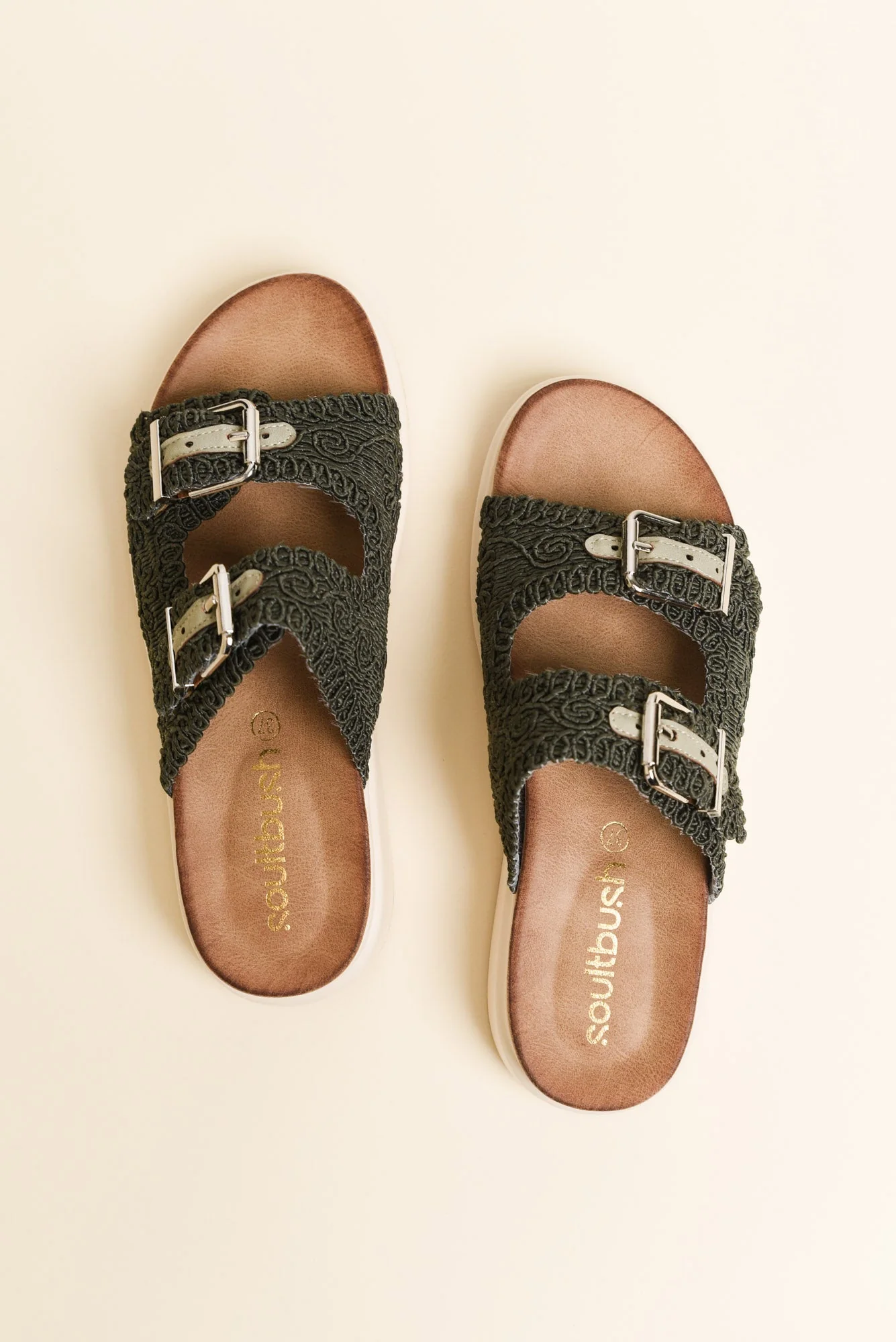 Brizzie Khaki Buckle Platform Slide - Image 4