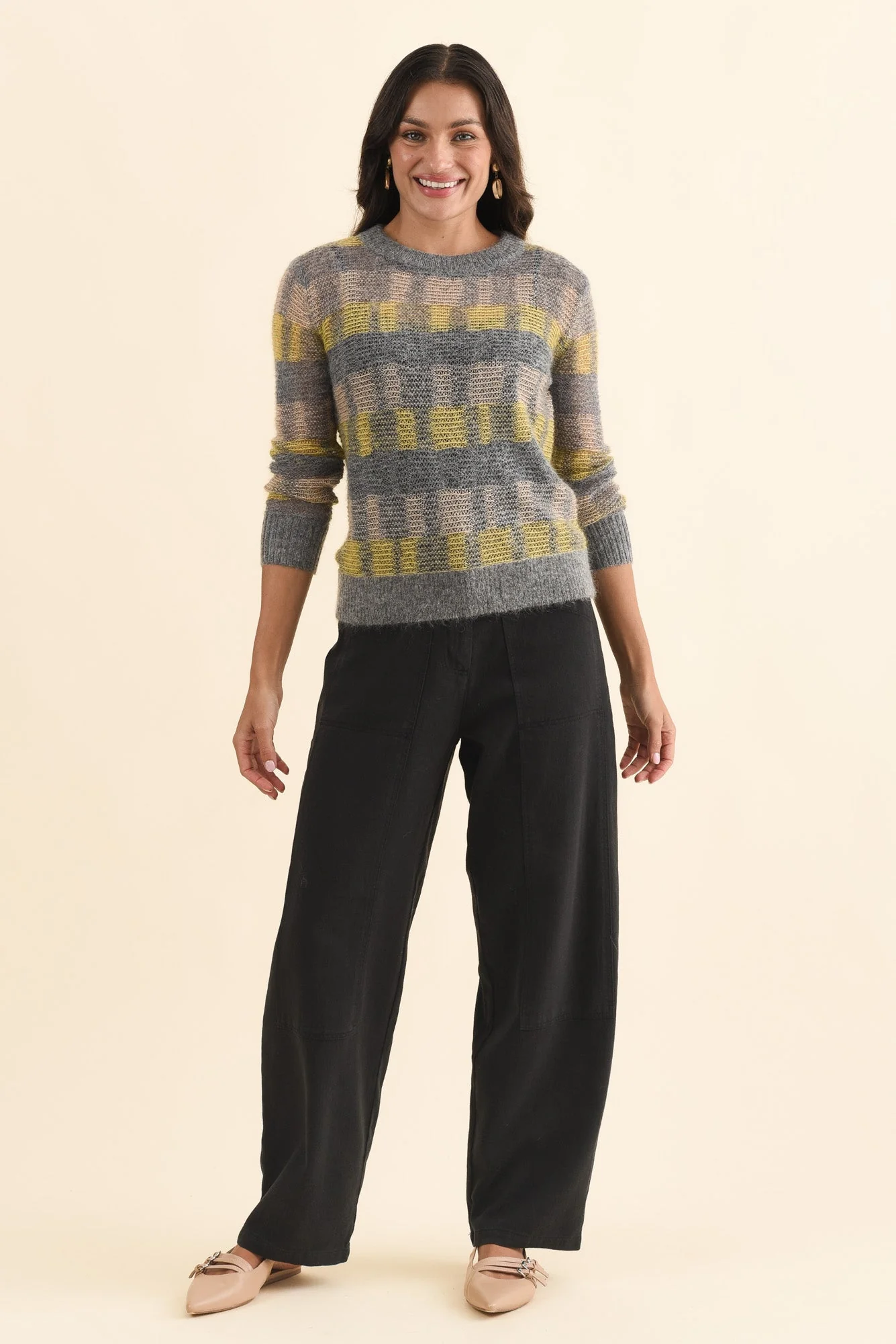 Bronel Black Cotton Tapered Pants - Image 6