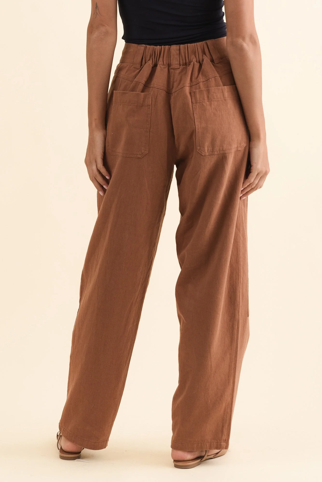 Bronel Mocha Cotton Tapered Pants - Image 4