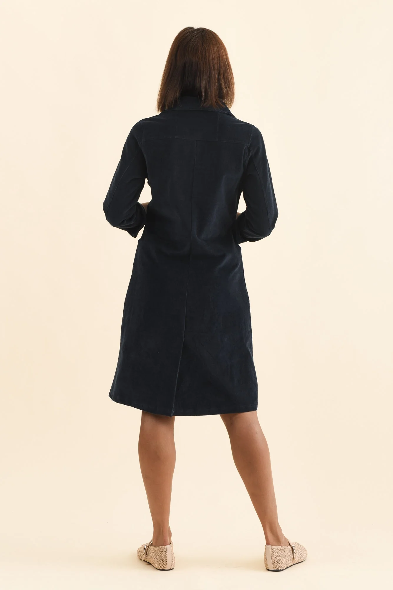 Bronwyn Navy Corduroy Button Dress - Image 4
