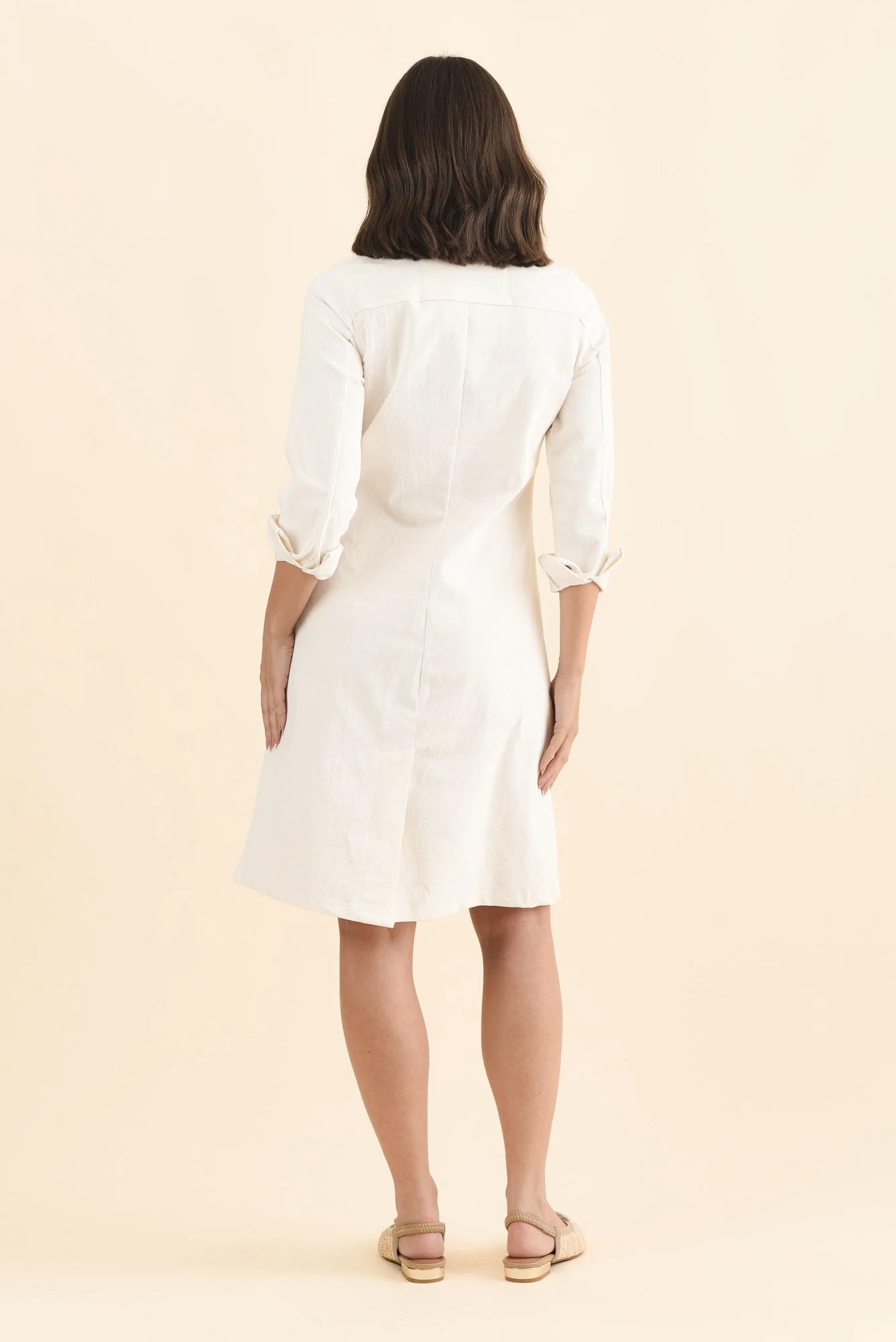 Bronwyn White Corduroy Button Dress - Image 4