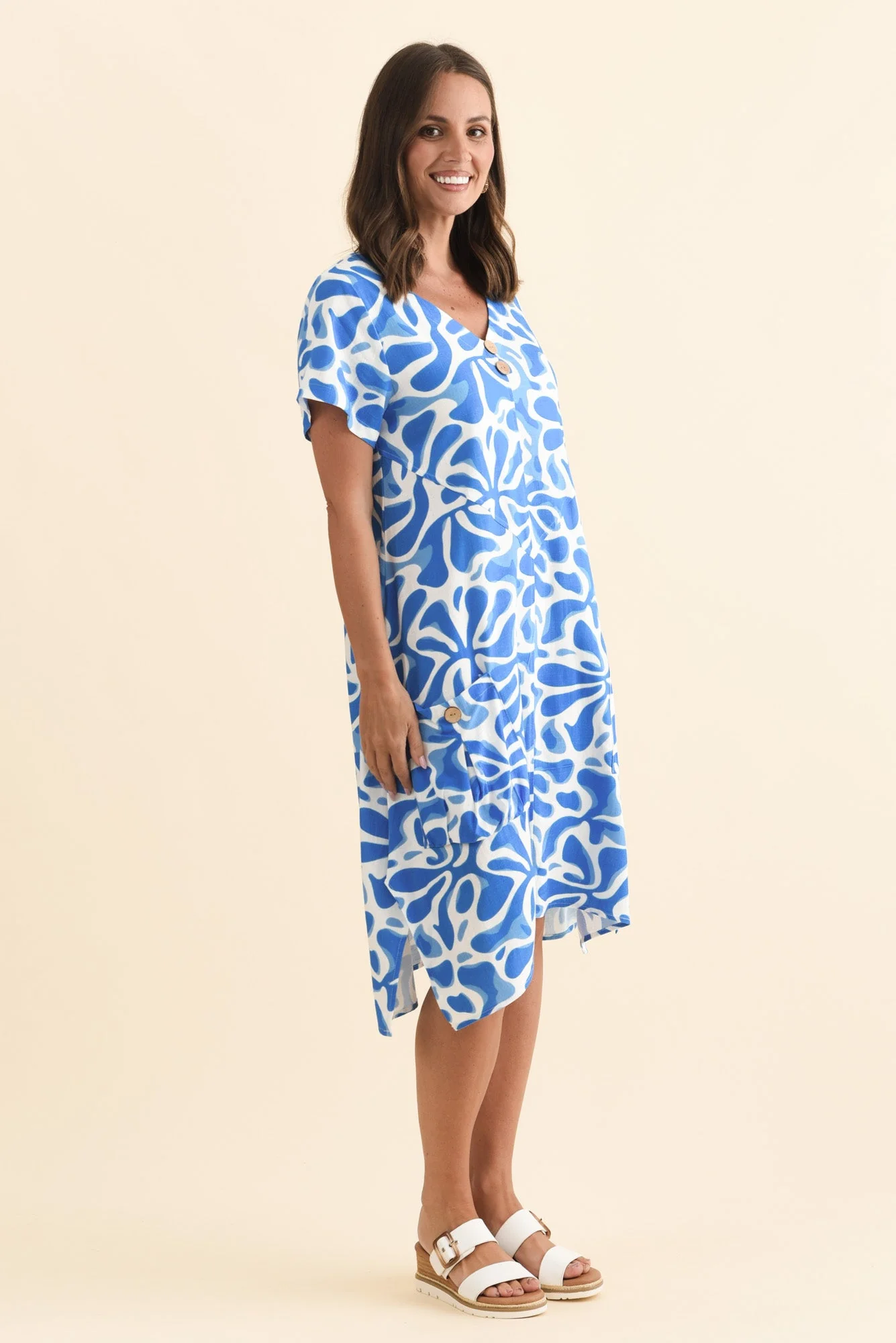 Bryant Blue Splash Linen Cotton Dress - Image 3
