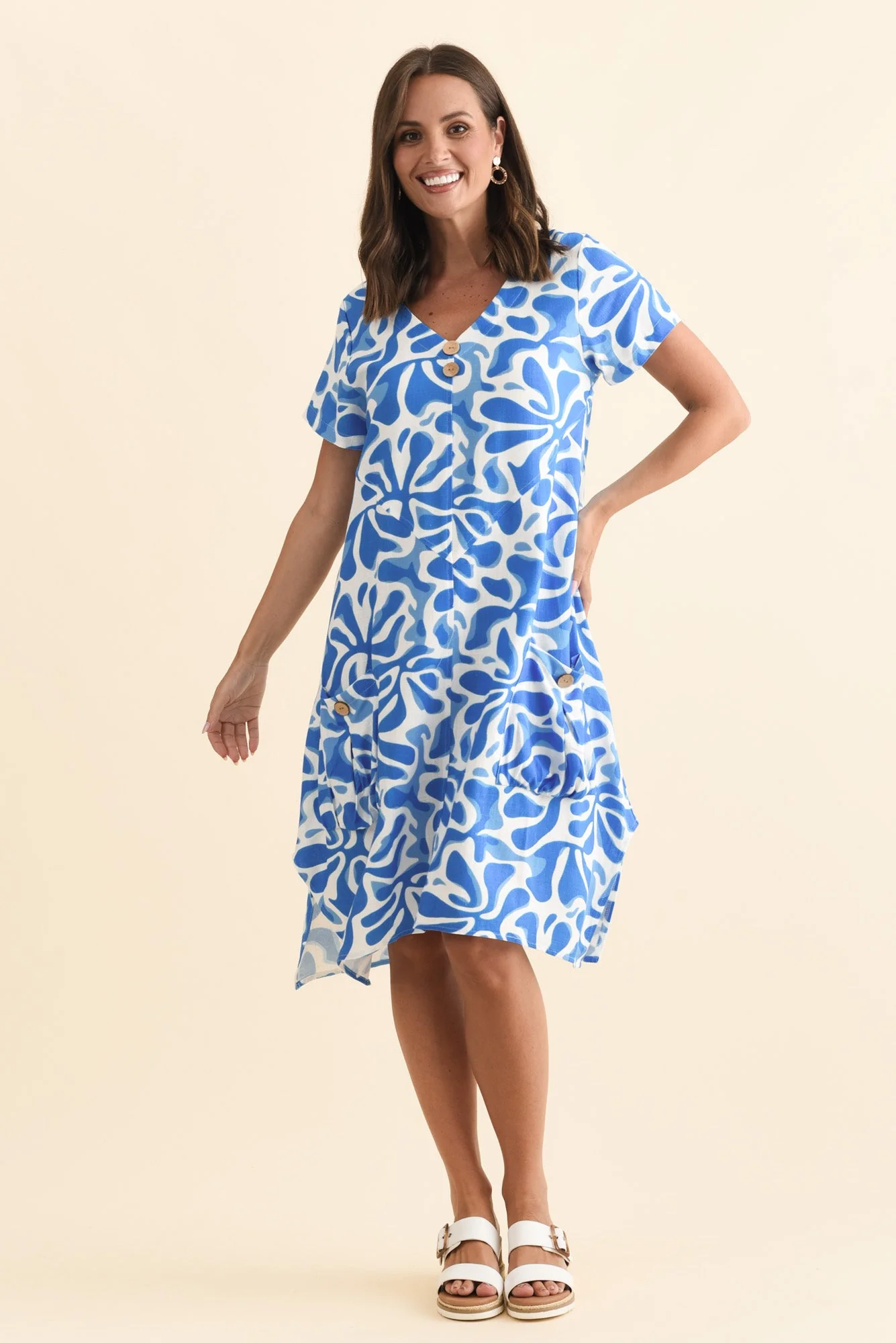 Bryant Blue Splash Linen Cotton Dress - Image 6
