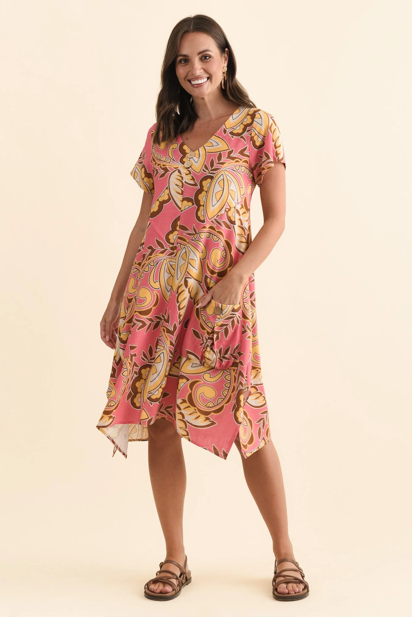 Bryant Yellow Leaf Linen Cotton Dress - Image 2