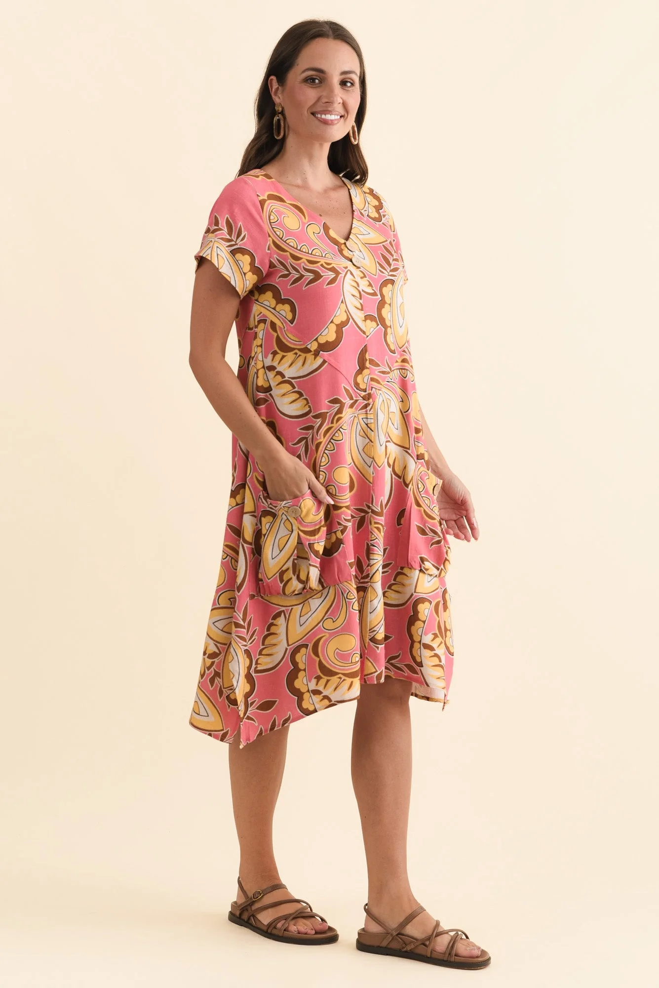 Bryant Yellow Leaf Linen Cotton Dress - Image 3