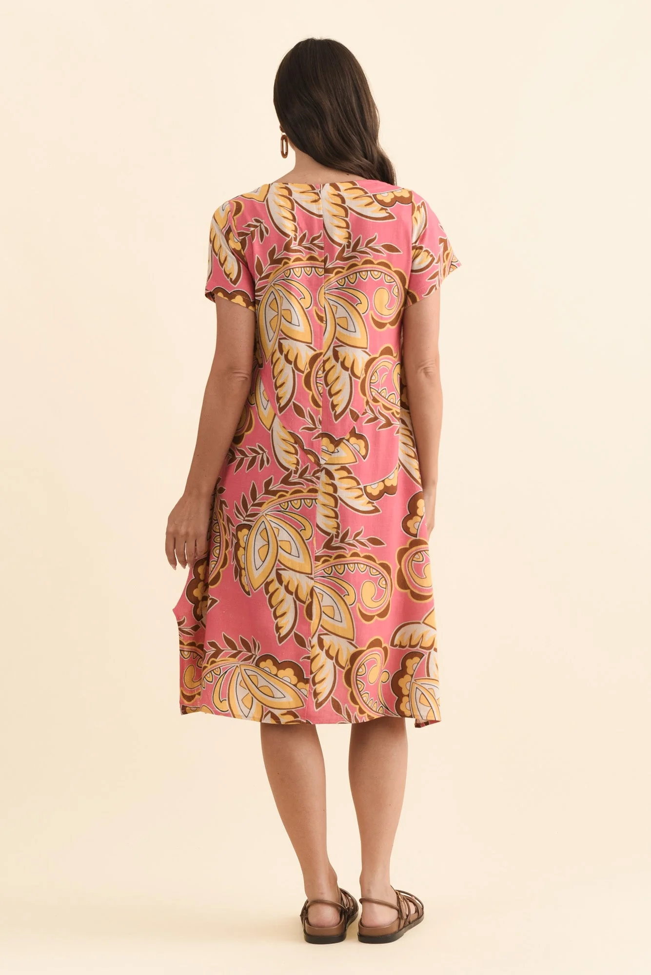 Bryant Yellow Leaf Linen Cotton Dress - Image 4