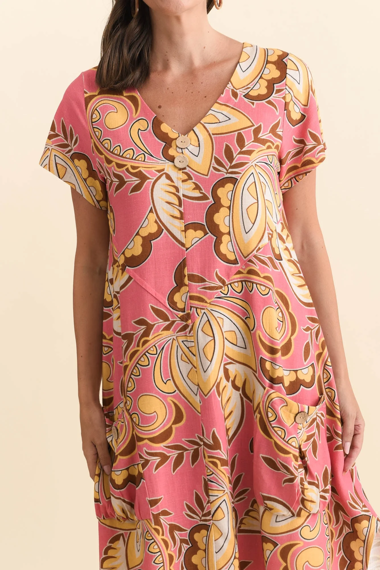 Bryant Yellow Leaf Linen Cotton Dress - Image 5