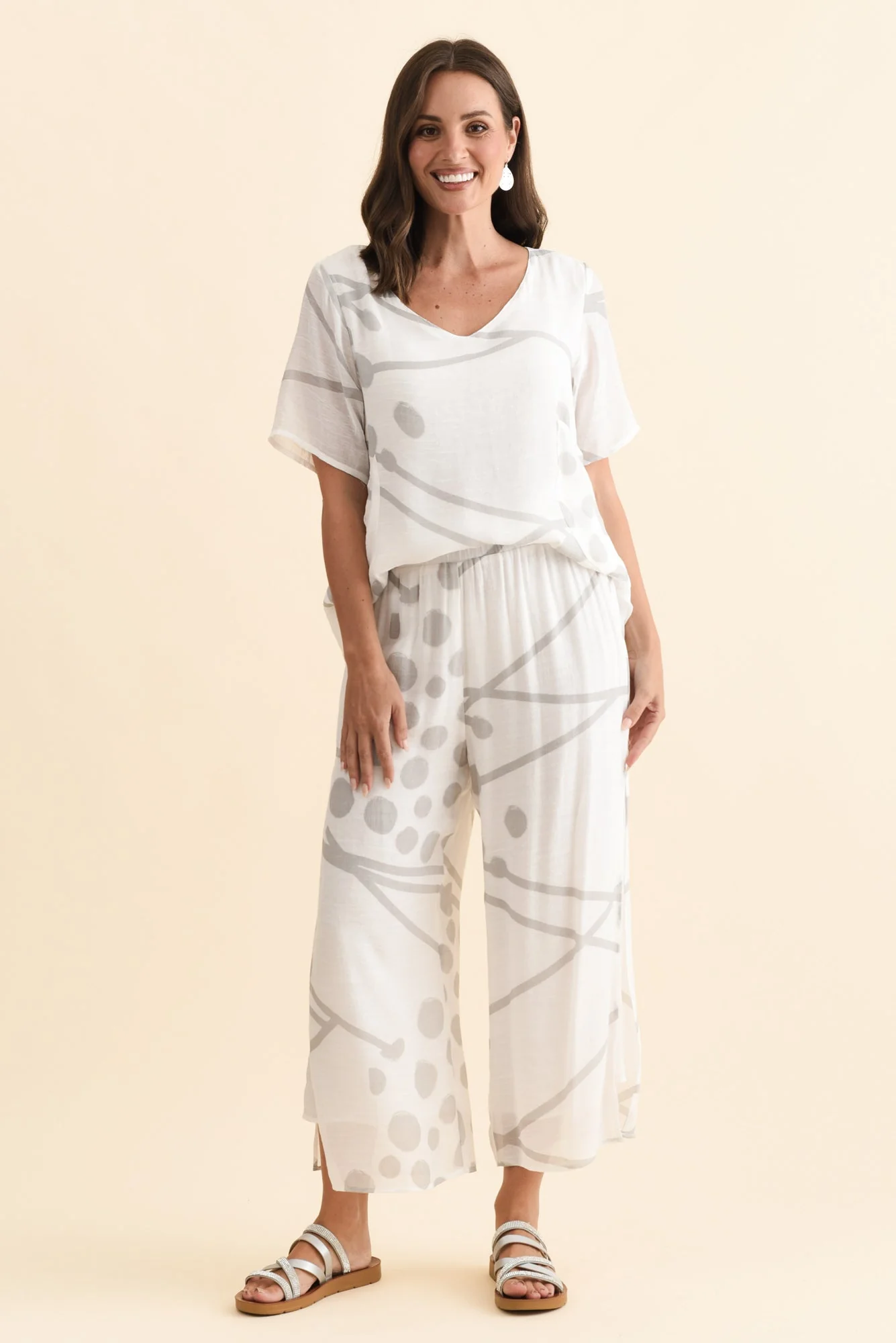 Bryony Grey Geo Layered Pants - Image 6