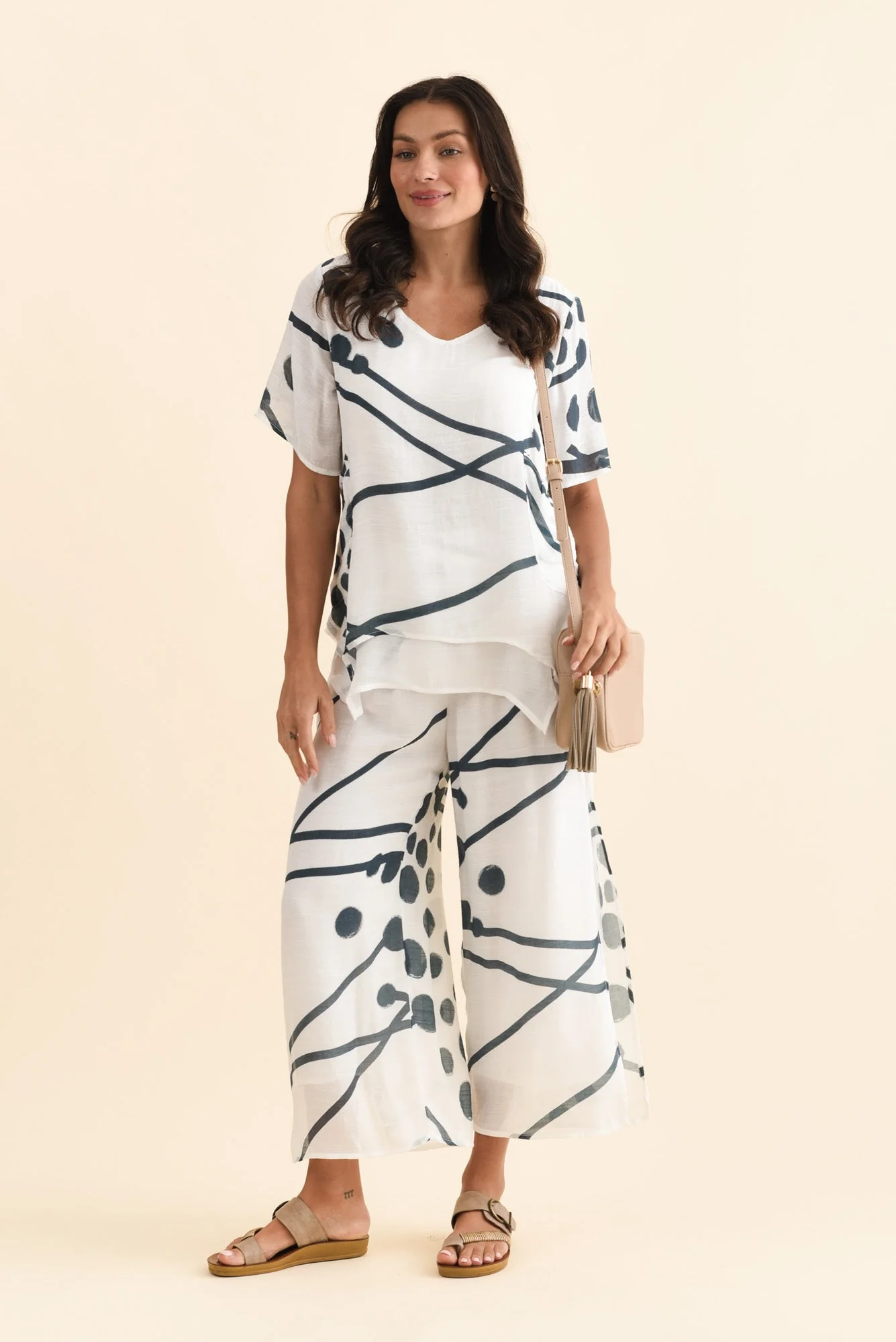 Bryony Navy Geo Layered Pants - Image 2