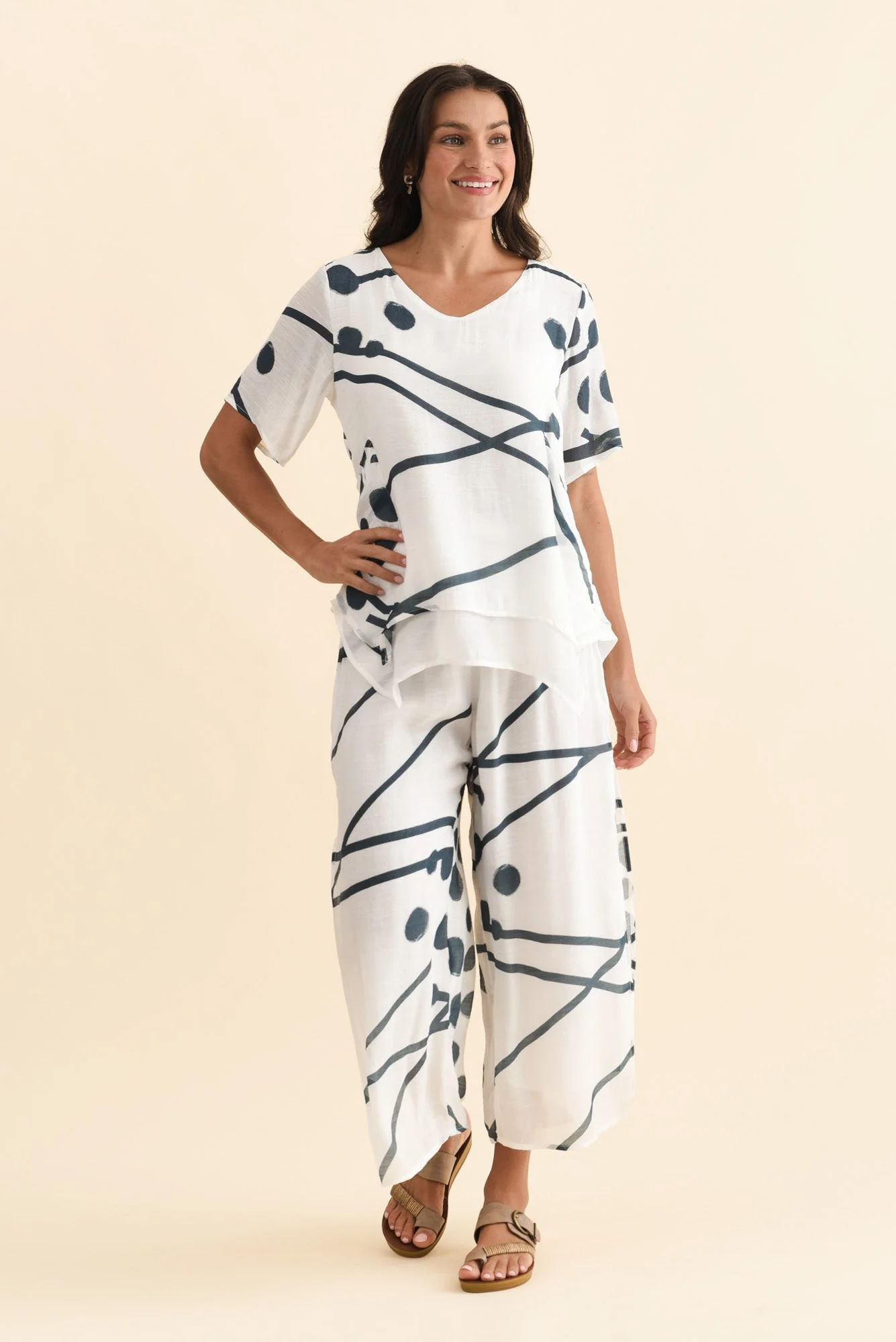 Bryony Navy Geo Layered Pants - Image 6