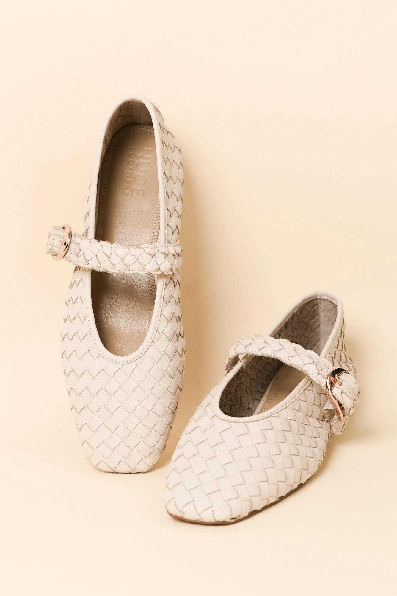Bulla Cream Leather Woven Ballet Flat - Image 2