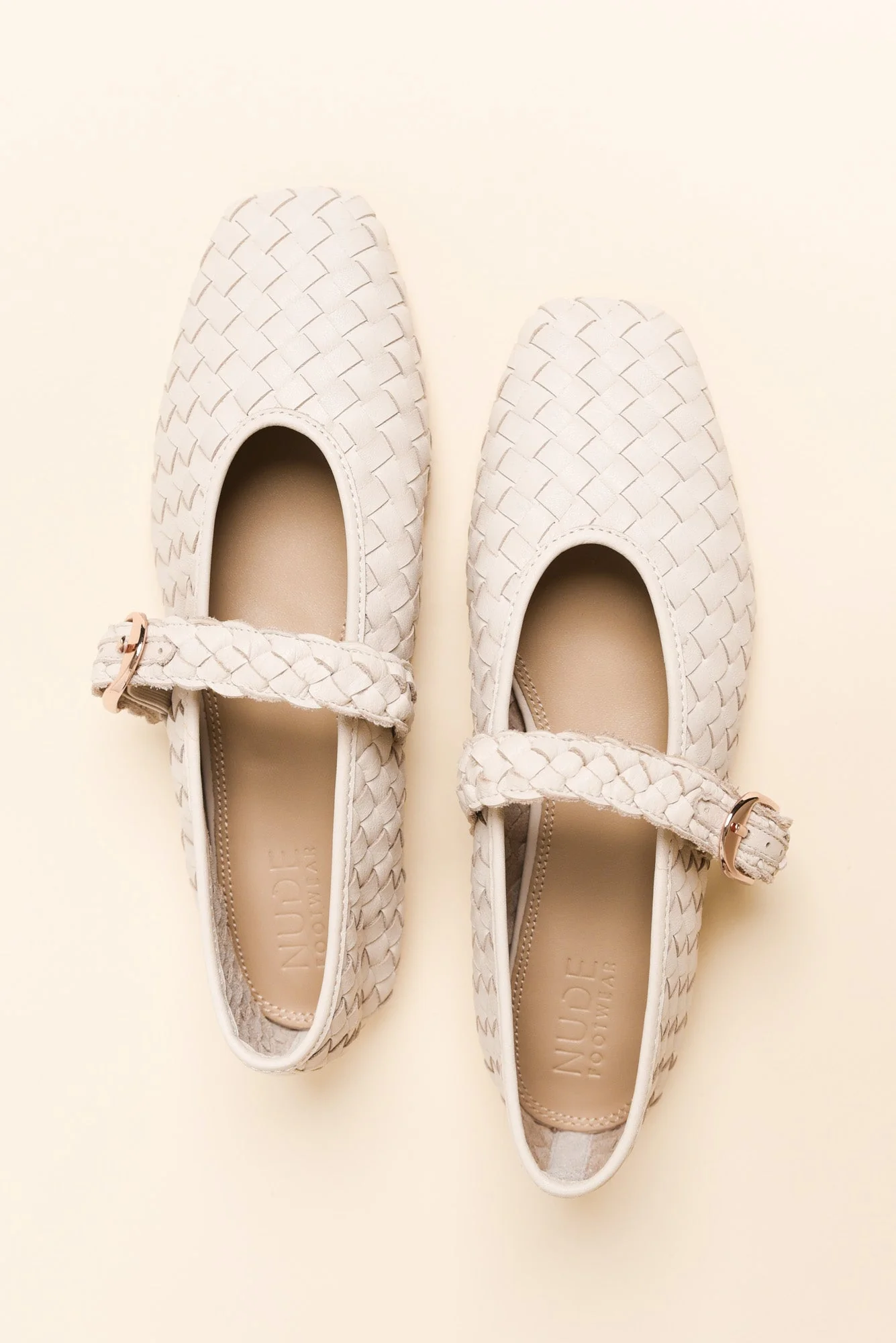 Bulla Cream Leather Woven Ballet Flat - Image 4