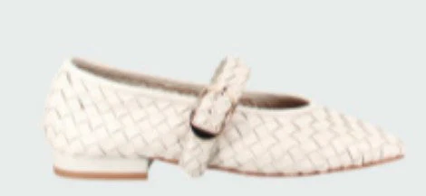 Bulla Cream Leather Woven Ballet Flat - Image 5