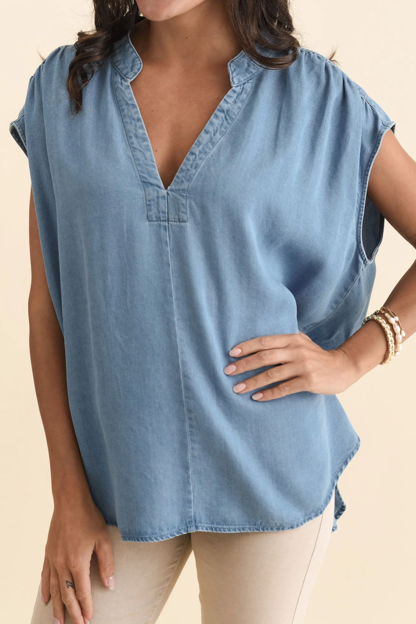 Burwood Blue Tencel Top - Image 5