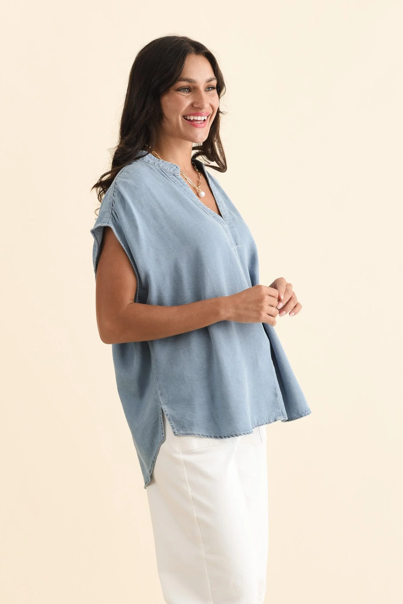 Burwood Light Blue Tencel Top - Image 3