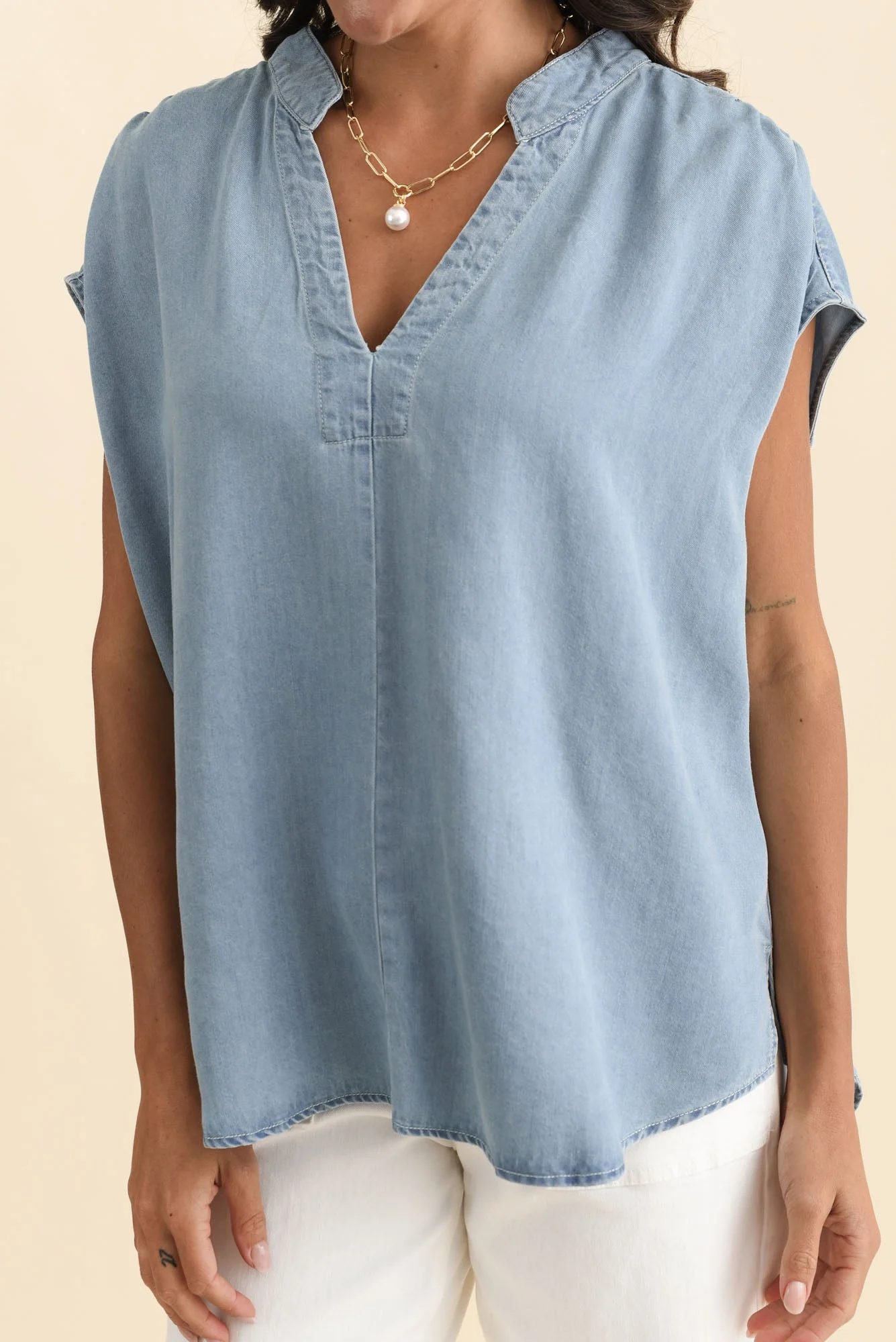 Burwood Light Blue Tencel Top - Image 5