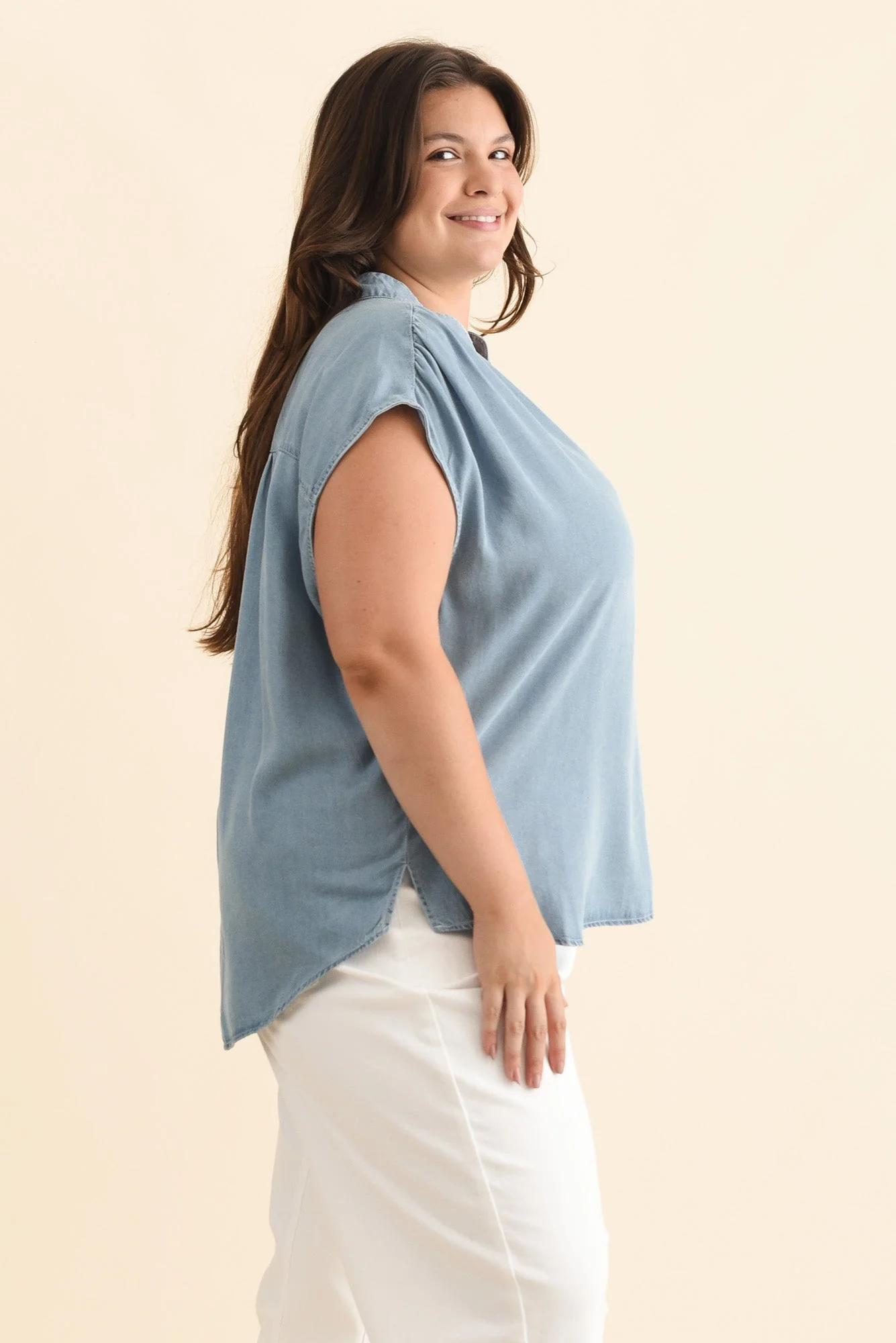 Burwood Light Blue Tencel Top - Image 9