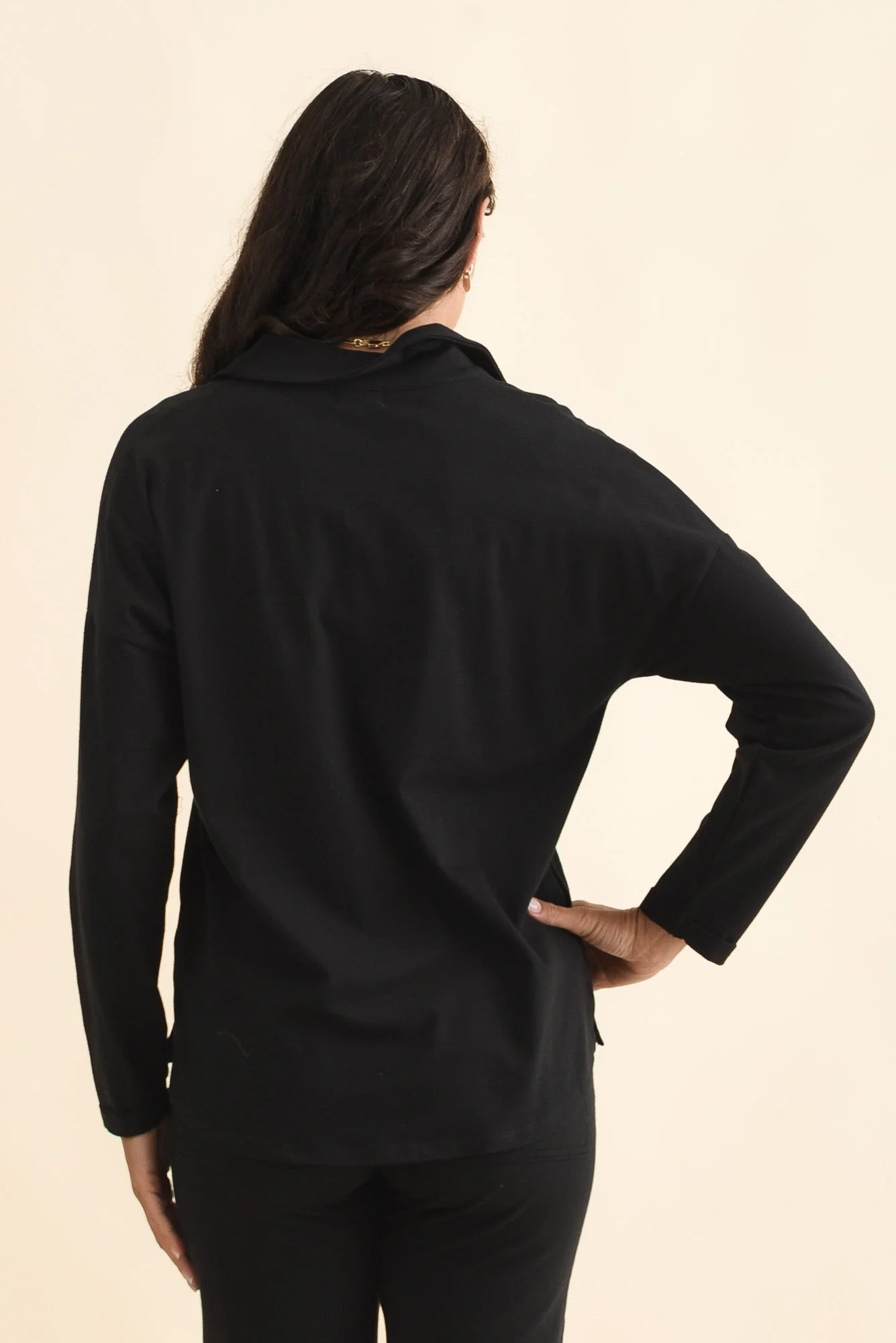Butler Black Collared Long Sleeve Top - Image 4