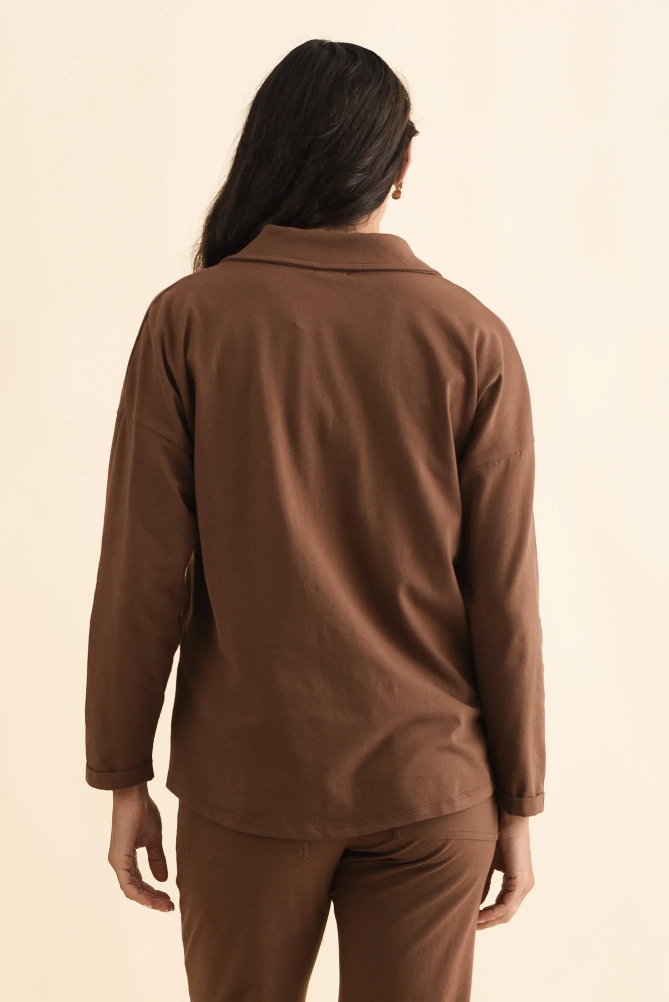 Butler Chocolate Collared Long Sleeve Top - Image 4