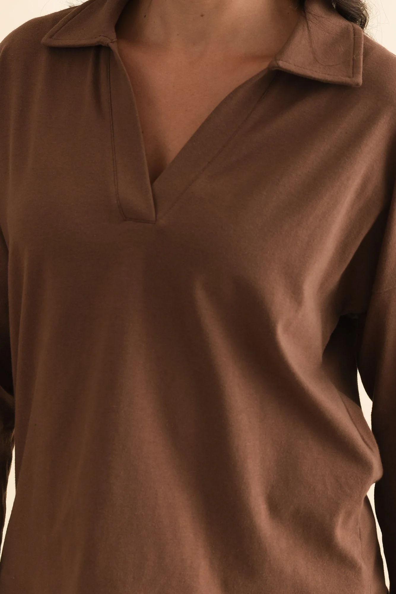 Butler Chocolate Collared Long Sleeve Top - Image 5