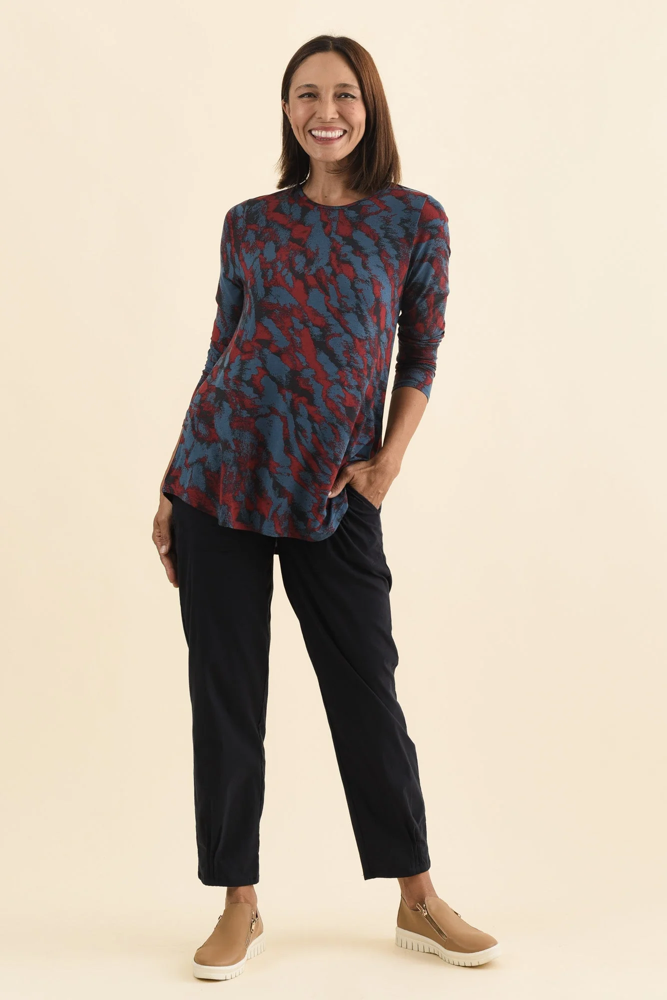 Buttery Carla Red Brushstroke Top - Image 2