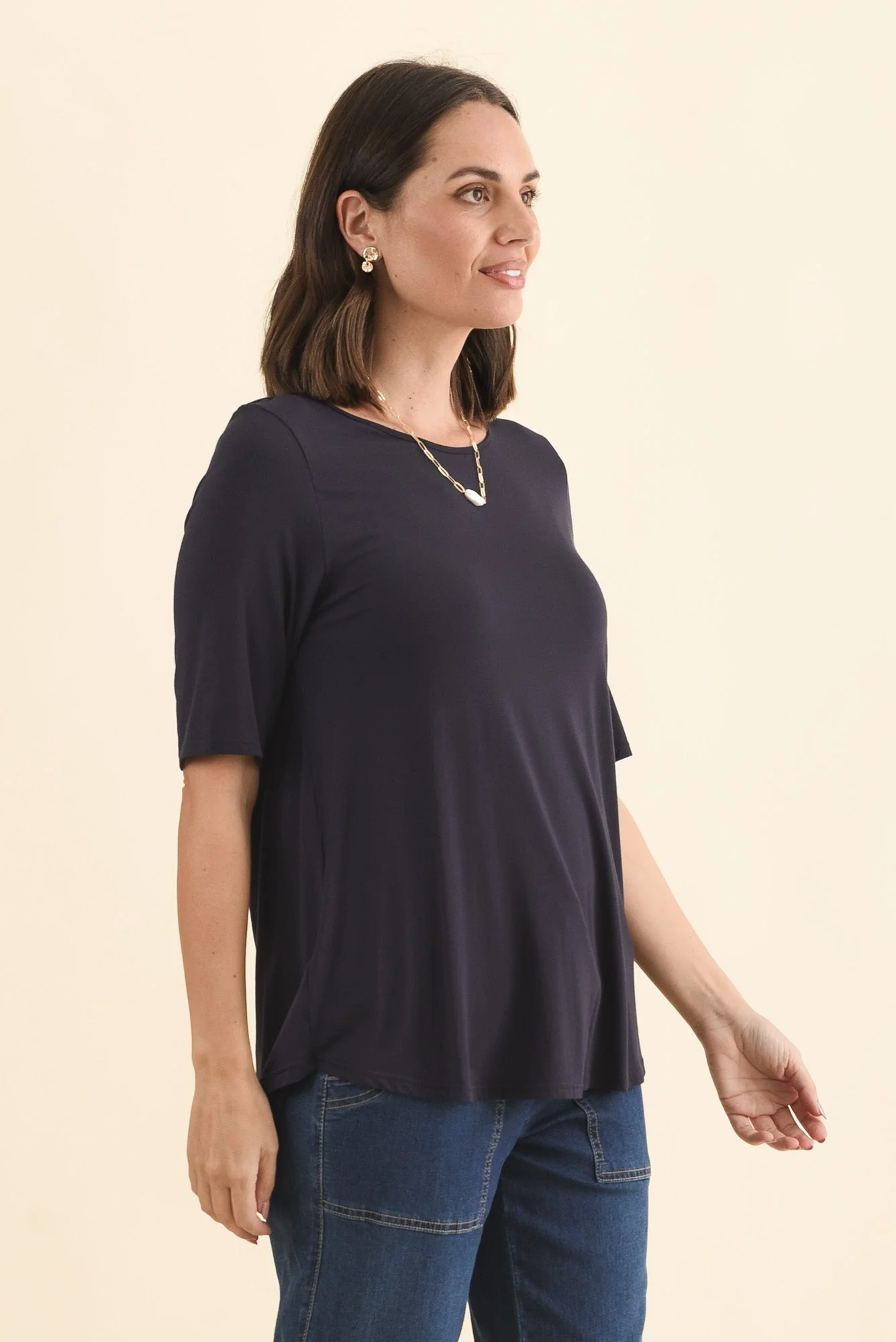 Buttery Navy Half Sleeve Top - Image 3