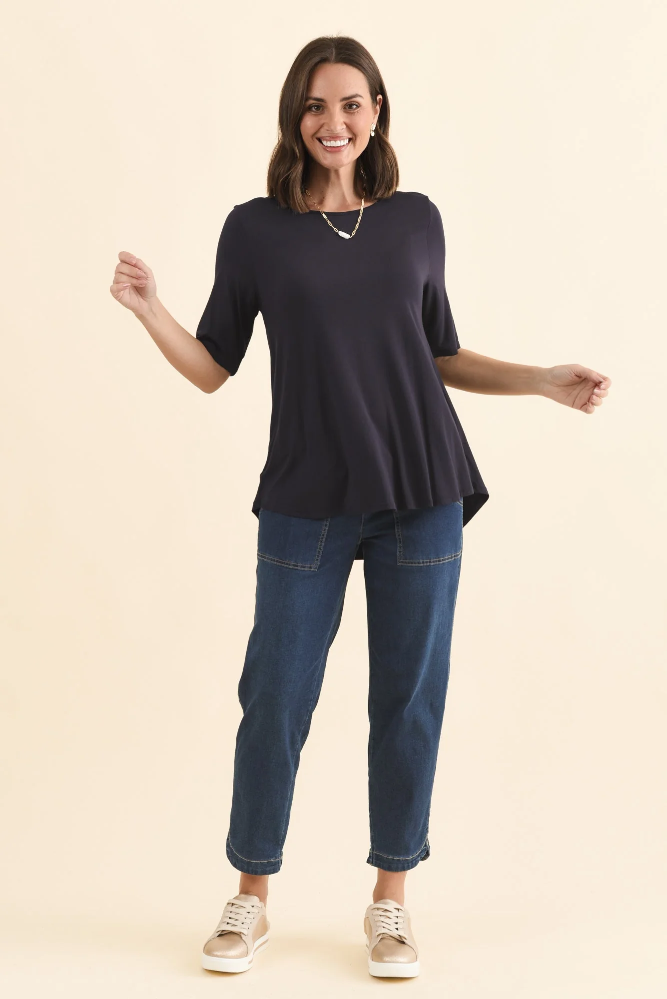 Buttery Navy Half Sleeve Top - Image 6