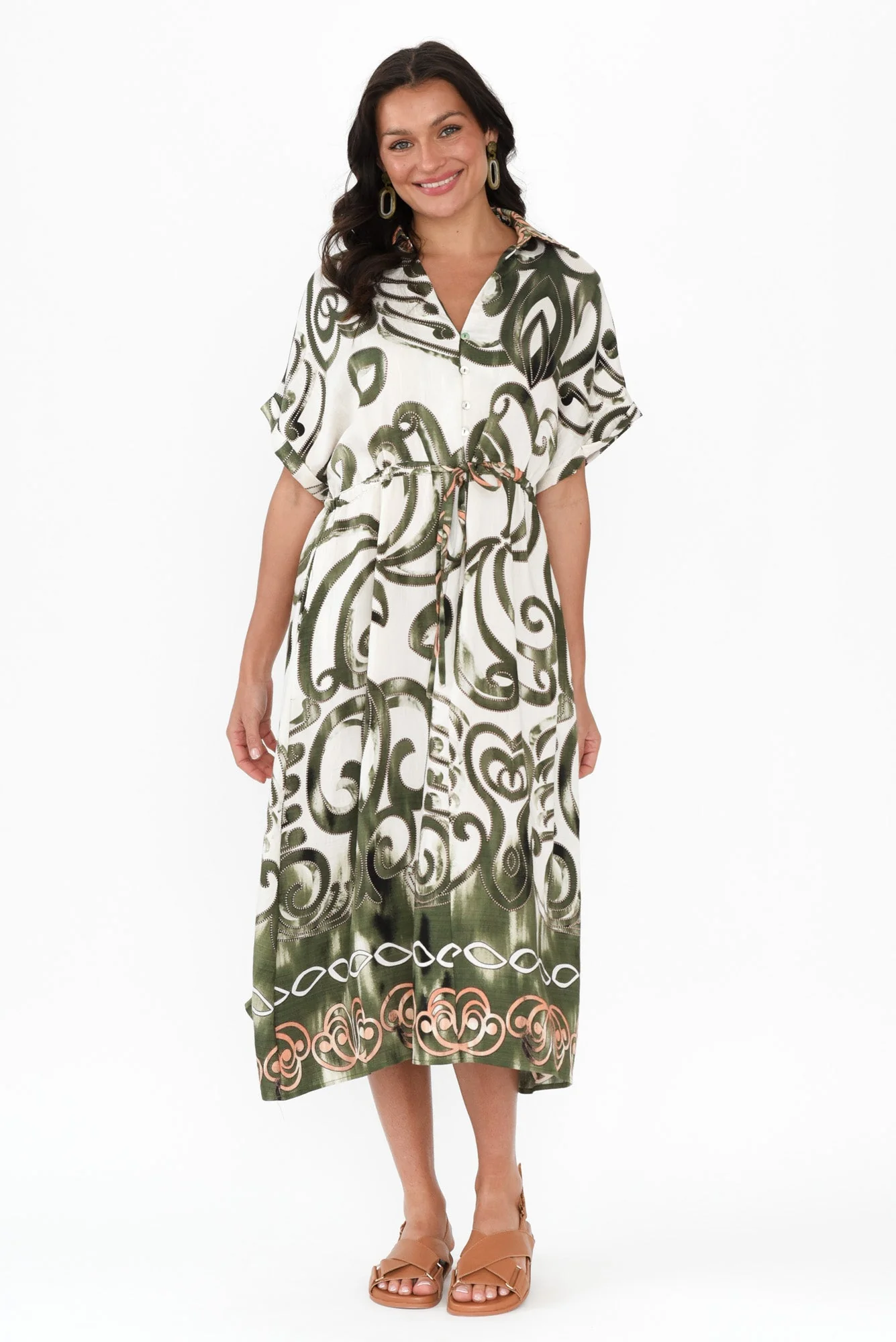 Calixta Green Abstract Pocket Dress - Image 2