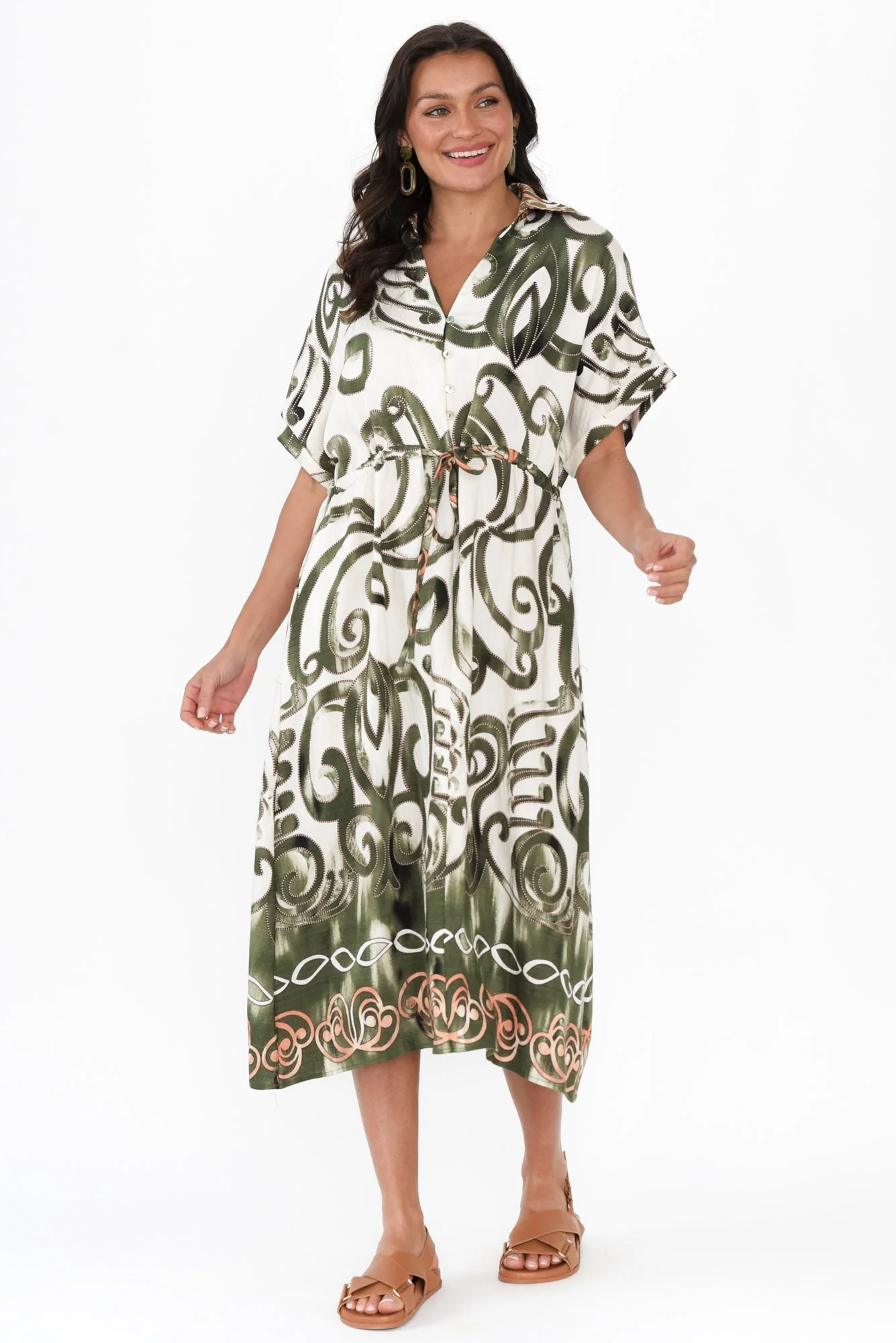 Calixta Green Abstract Pocket Dress - Image 6