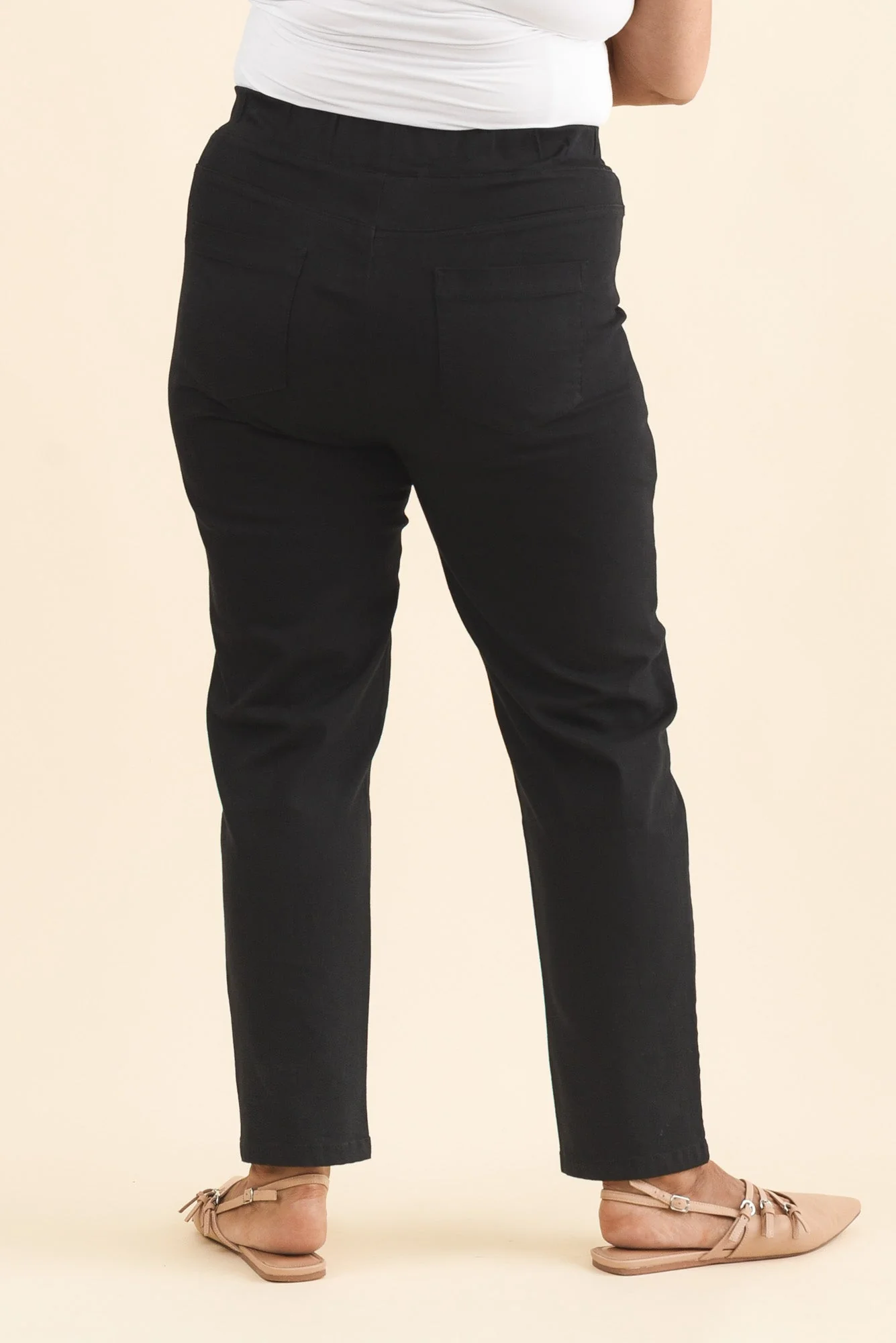 Callie Black Cotton Stretch Pants - Image 10