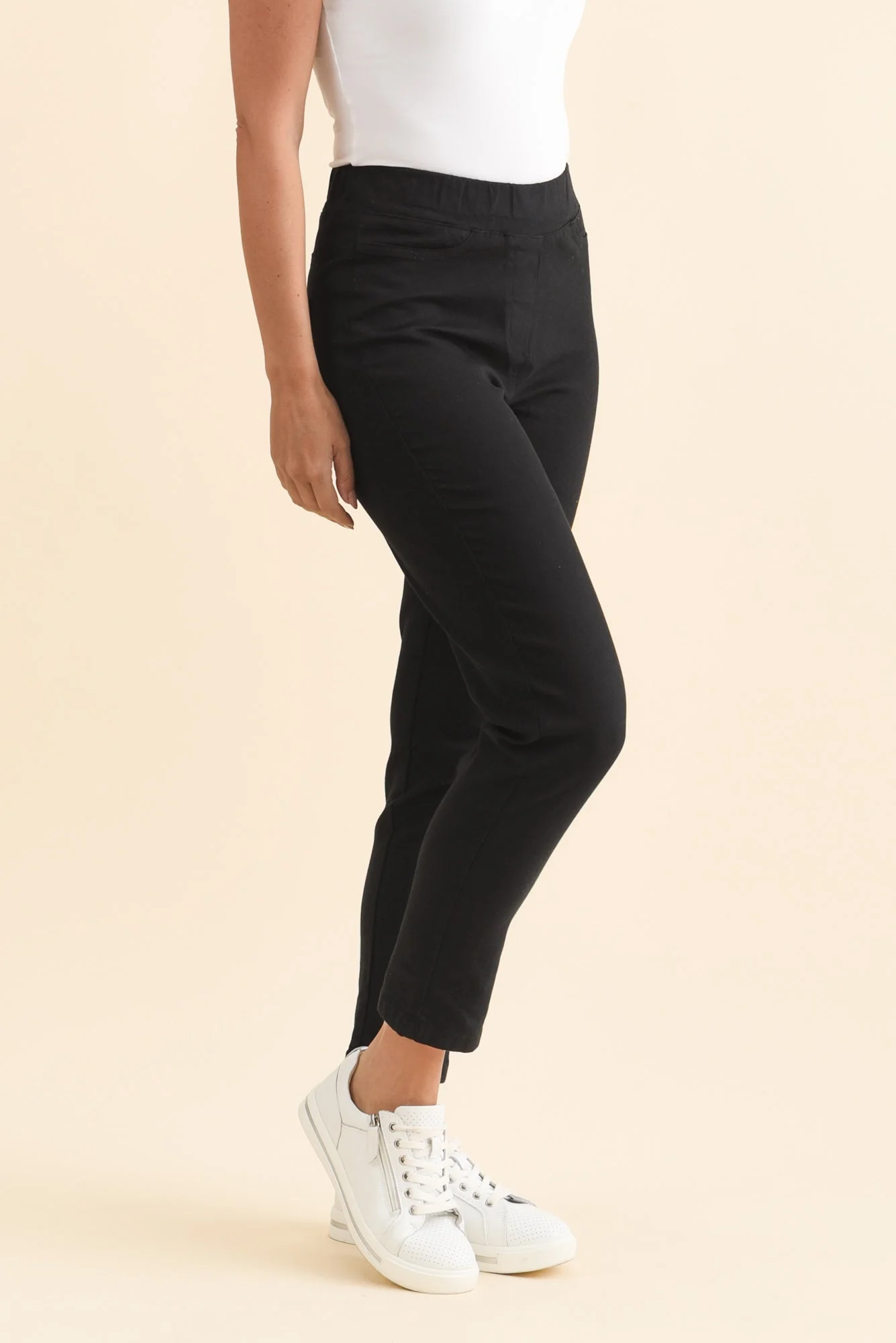 Callie Black Cotton Stretch Pants - Image 4