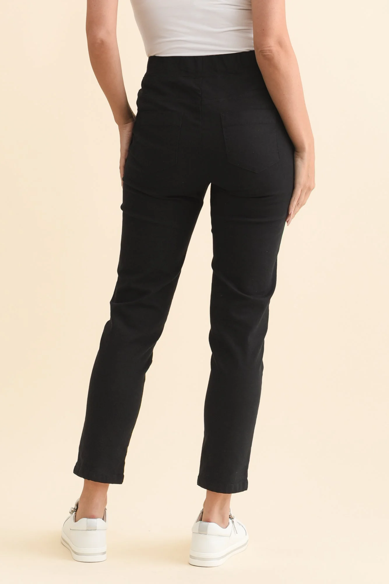 Callie Black Cotton Stretch Pants - Image 5