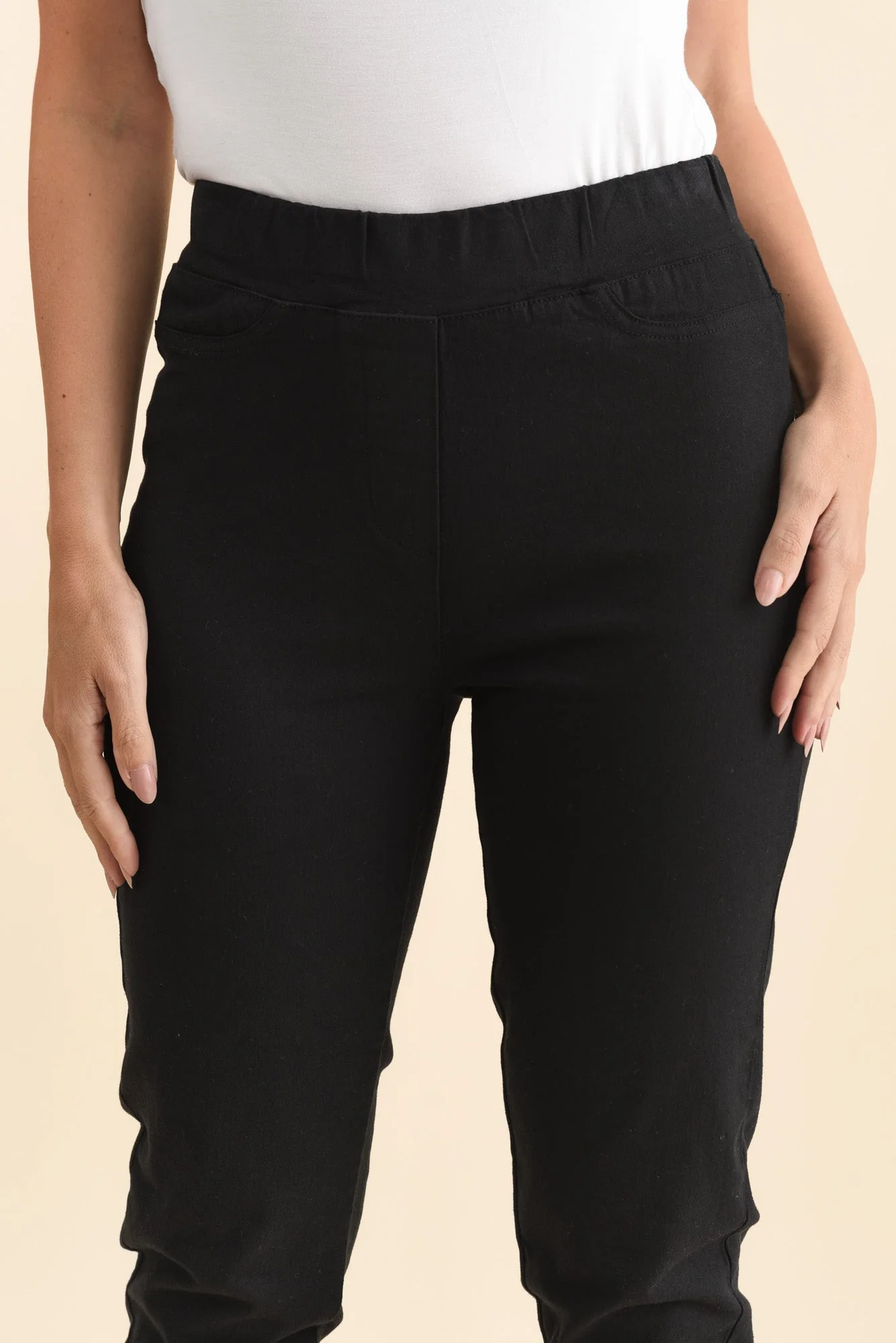 Callie Black Cotton Stretch Pants - Image 6