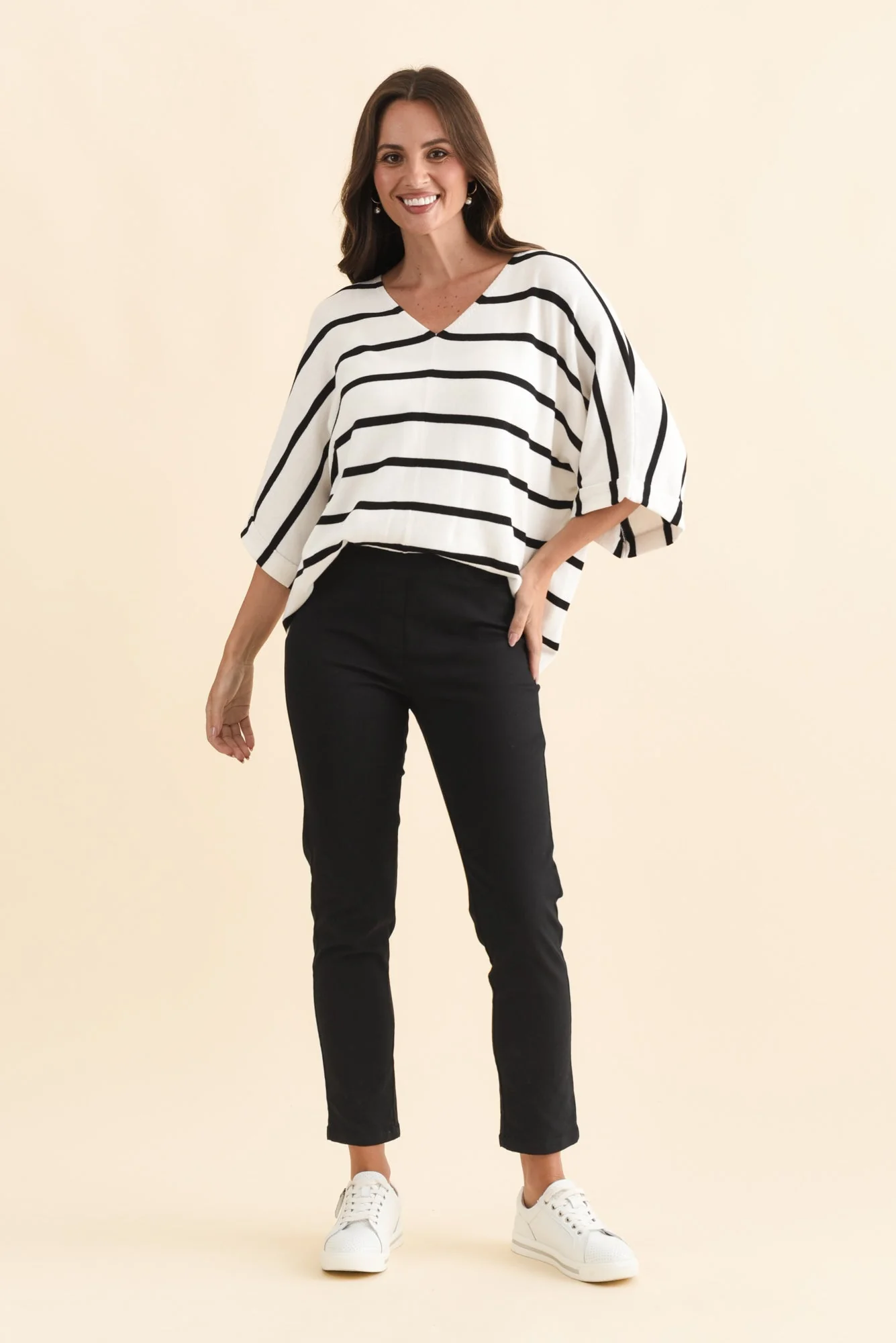 Callie Black Cotton Stretch Pants - Image 7