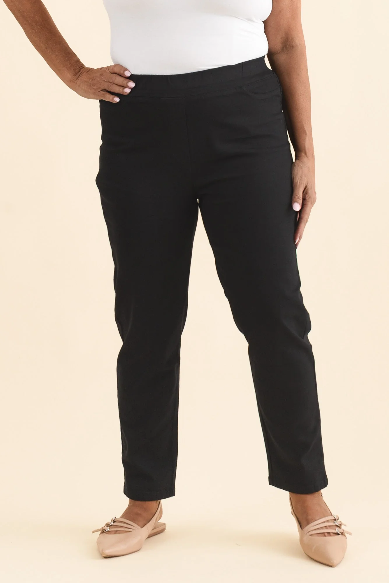 Callie Black Cotton Stretch Pants - Image 8