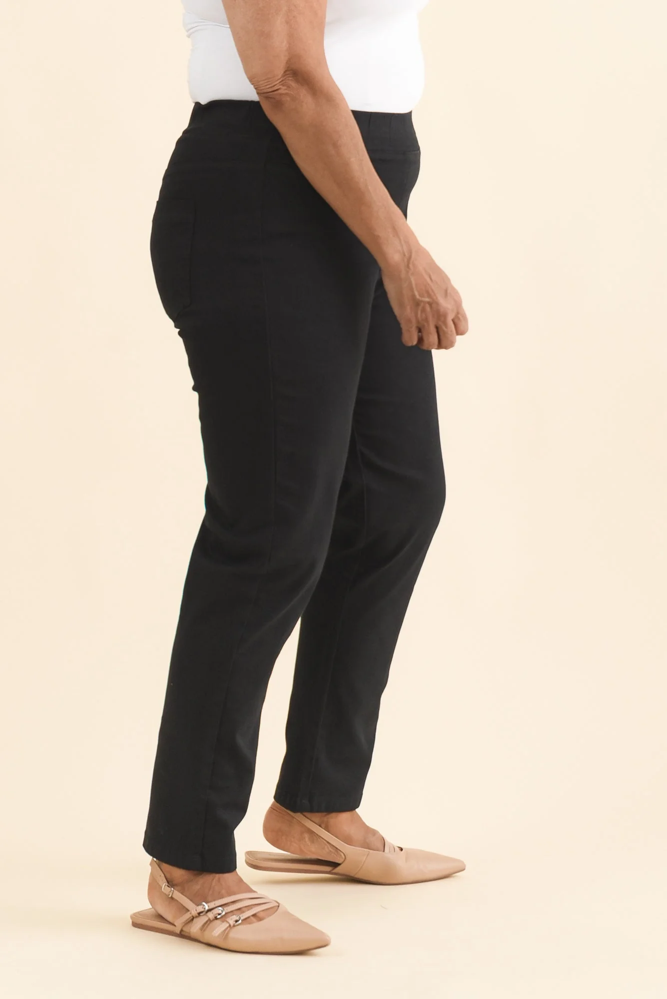 Callie Black Cotton Stretch Pants - Image 9