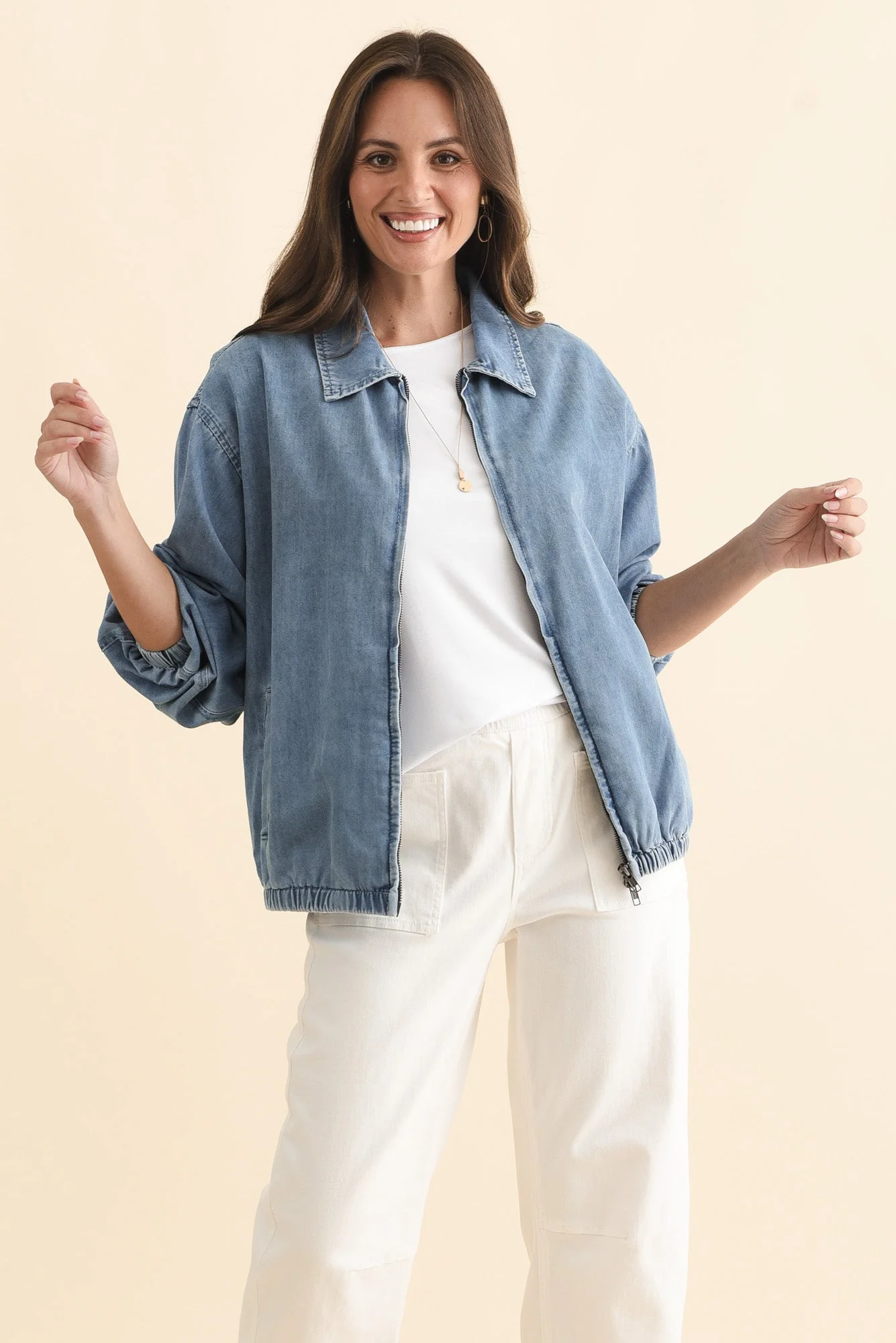 Callie Blue Denim Bomber Jacket - Image 2